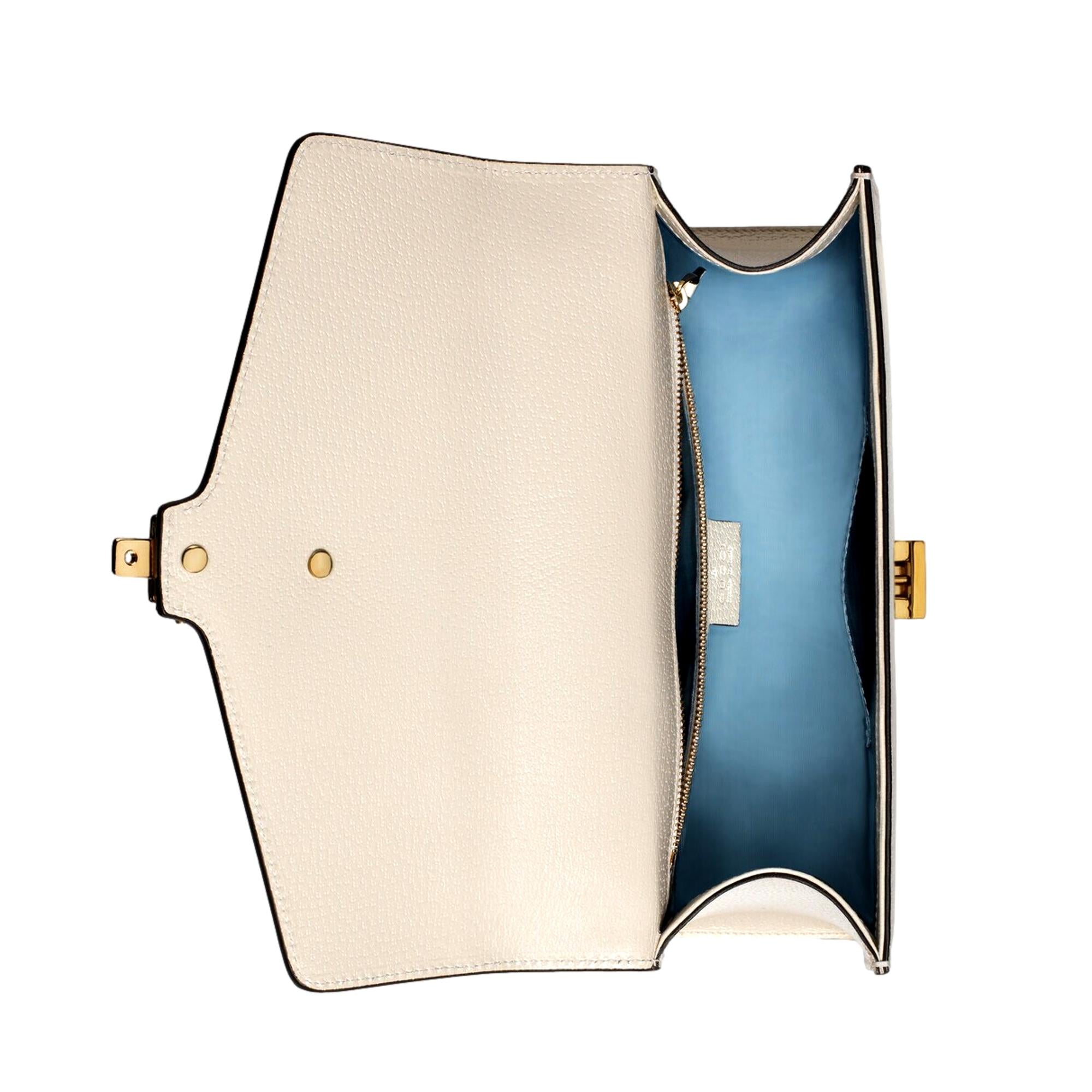 Gucci Sylvie Bee Star Ivory Leather Shoulder Bag at_Queen_Bee_of_Beverly_Hills