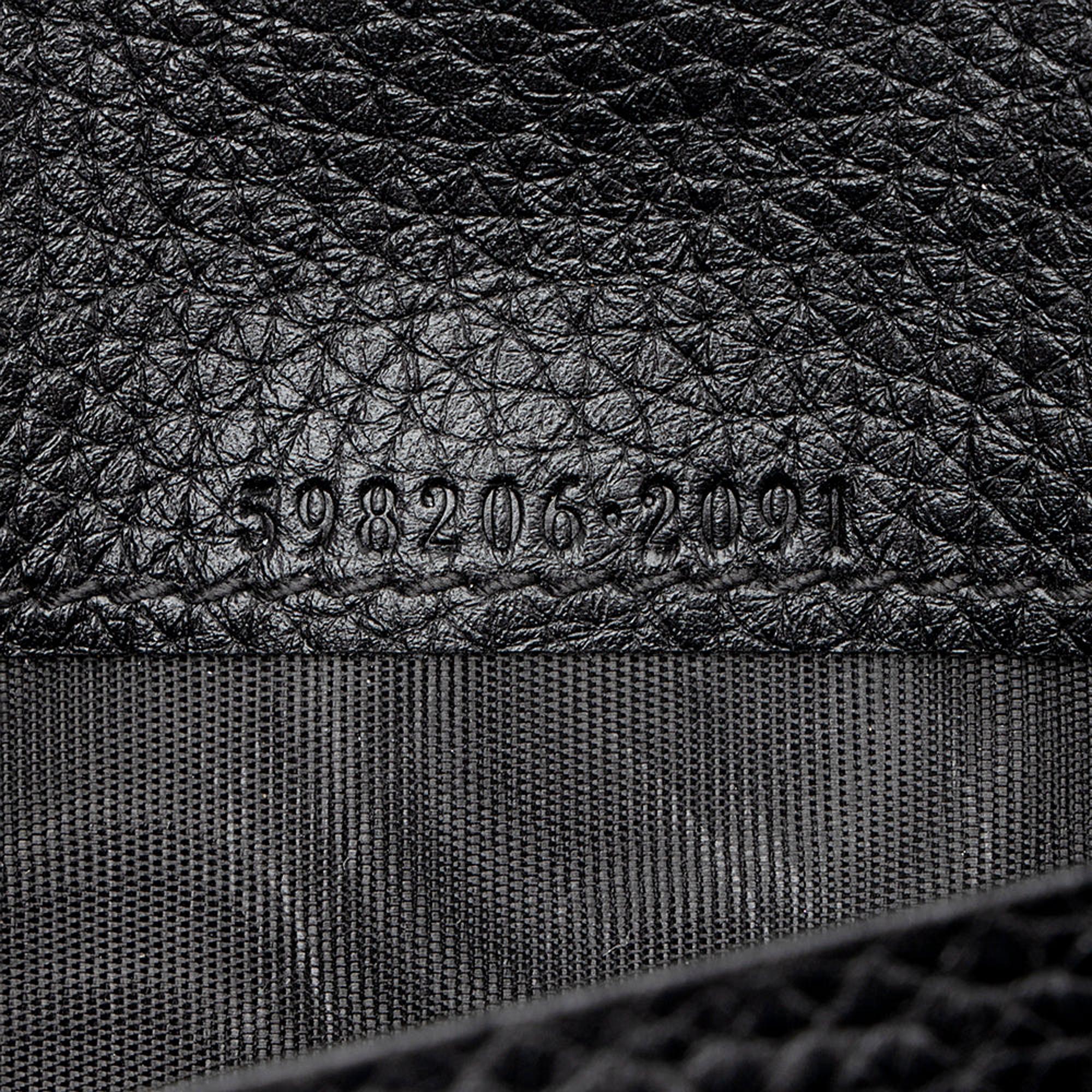 Gucci Soho Cellarius Black Long Flap Wallet Clutch Black Pebbled Leather