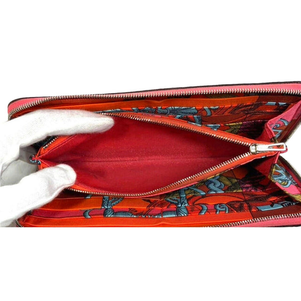 Hermes Silk In Pink Leather Zip Around Large Continental Wallet