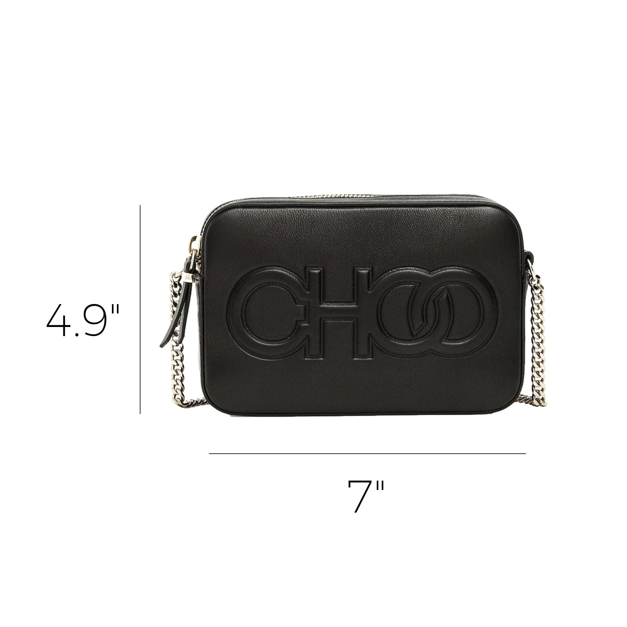 Jimmy Choo Balti Embossed Black Leather Camera Crossbody Bag at_Queen_Bee_of_Beverly_Hills