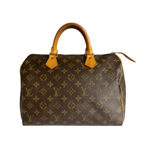 Louis Vuitton Speedy 30 Monogram Canvas Satchel Bag Brown