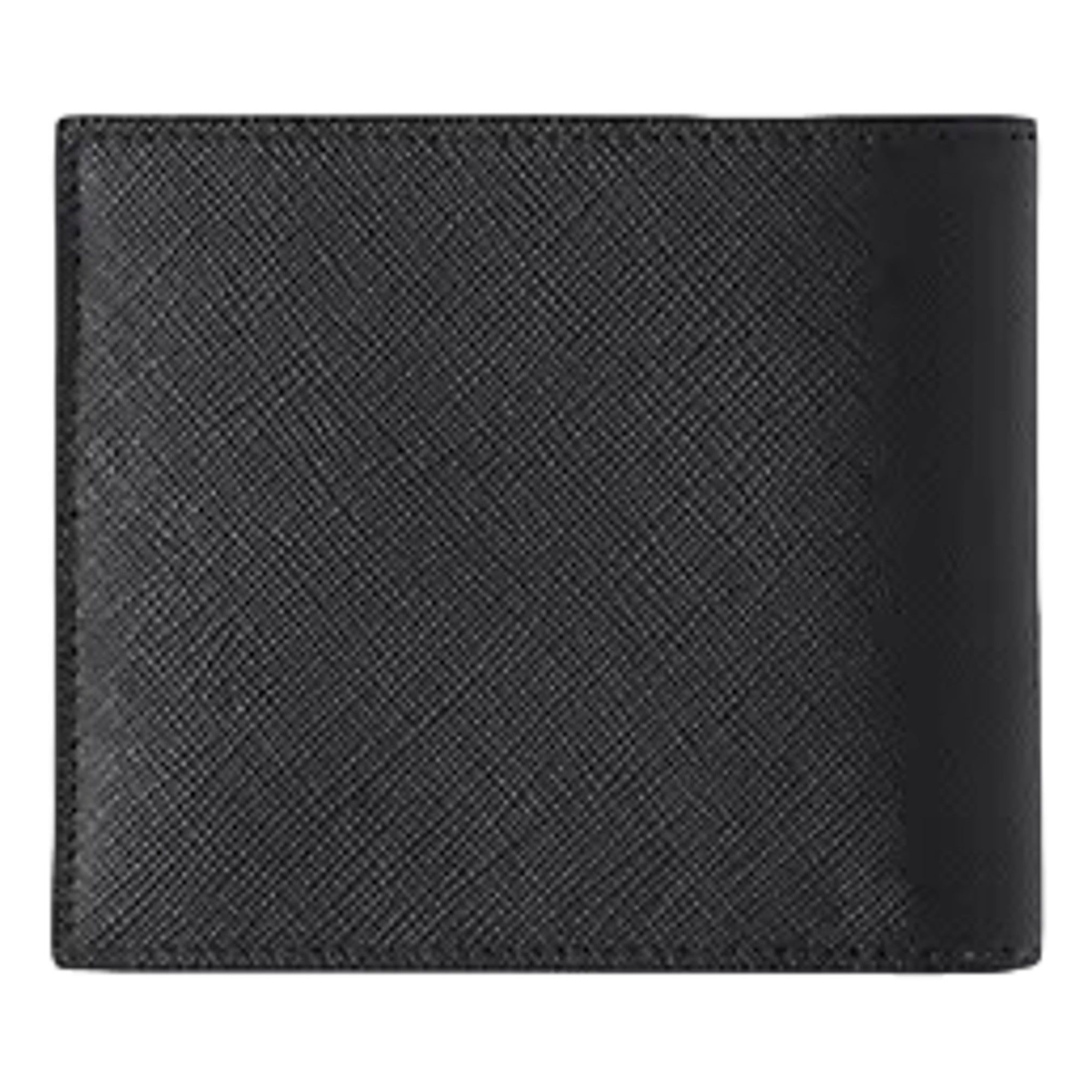 Prada Men's Black Grey Bicolor Saffiano Leather Logo Billfold Bifold Wallet