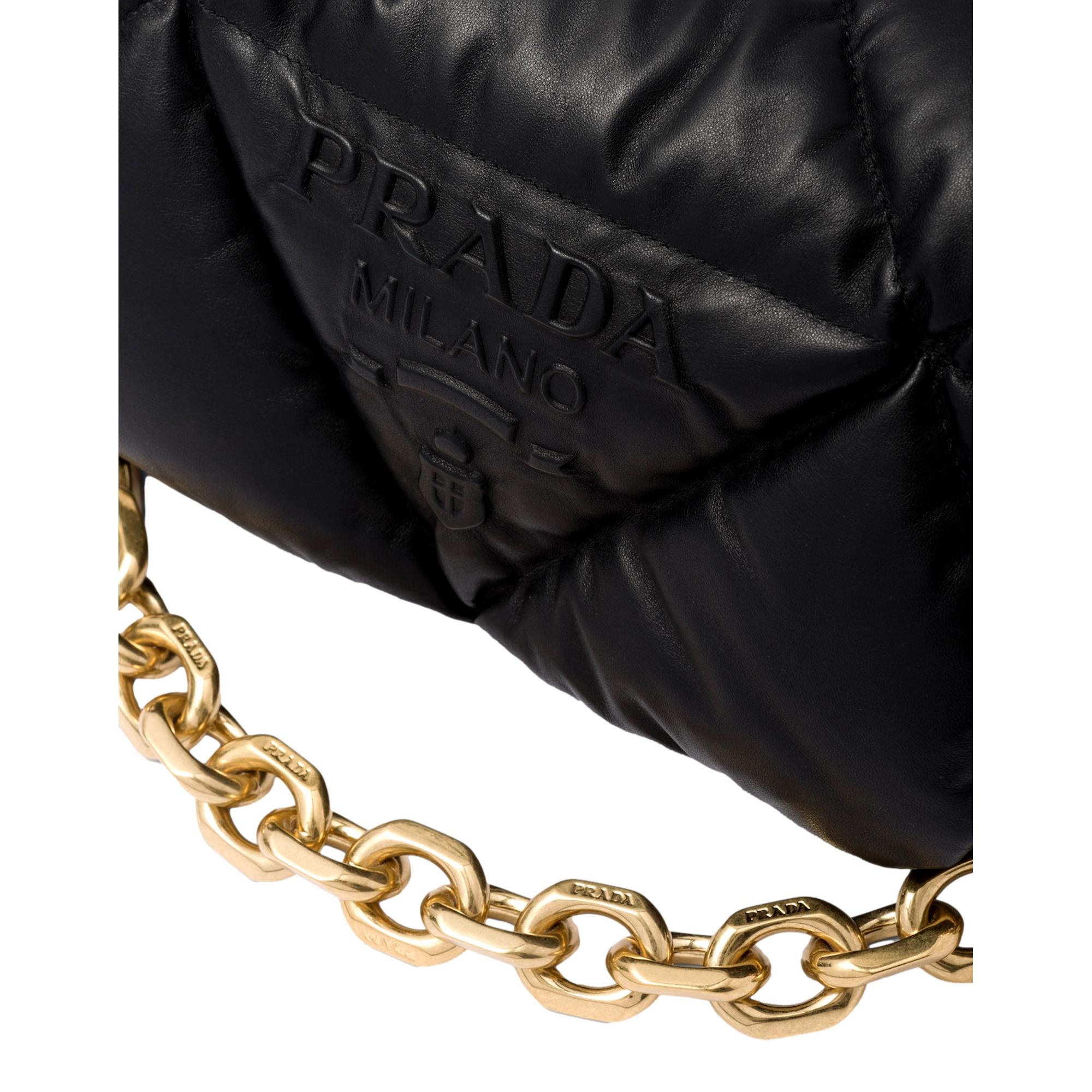 Prada Black Quilted Soft Nappa Leather Shoulder Bag at_Queen_Bee_of_Beverly_Hills