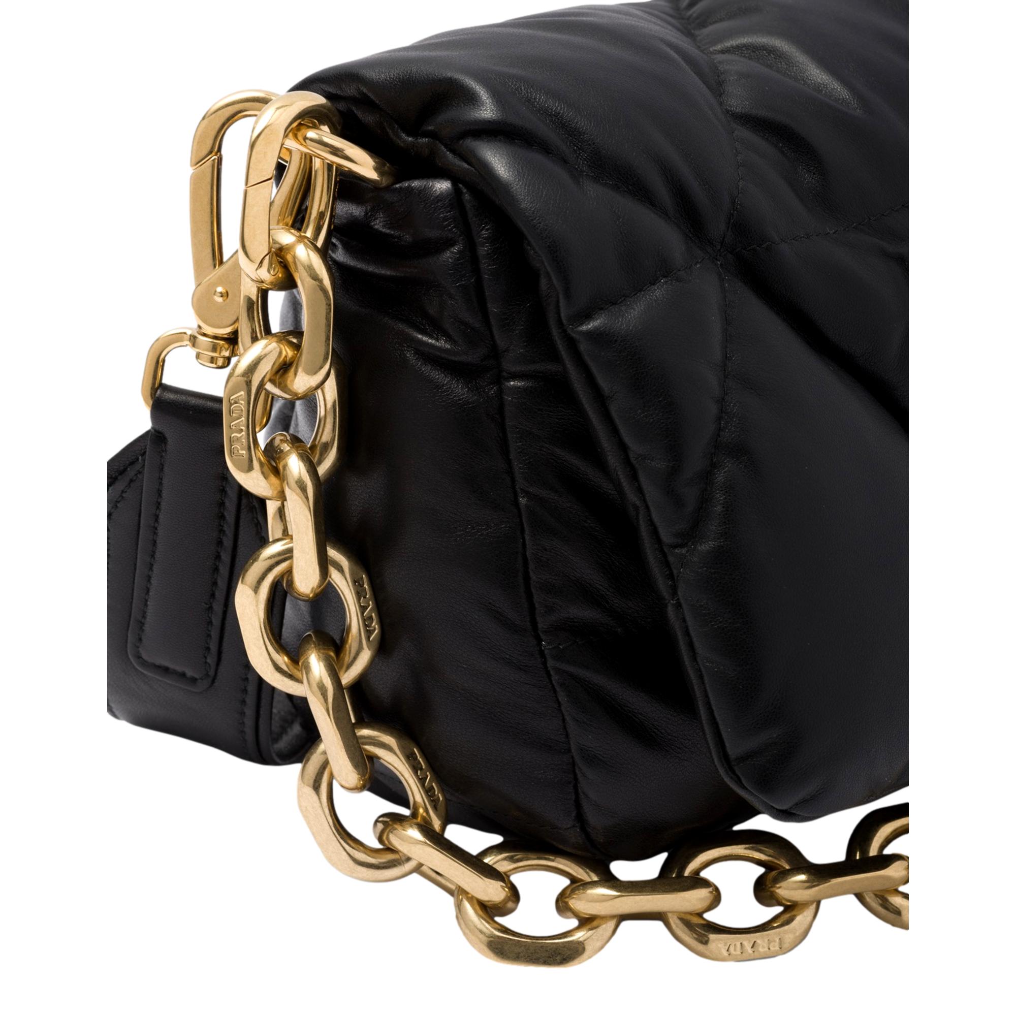 Prada Black Quilted Soft Nappa Leather Shoulder Bag at_Queen_Bee_of_Beverly_Hills