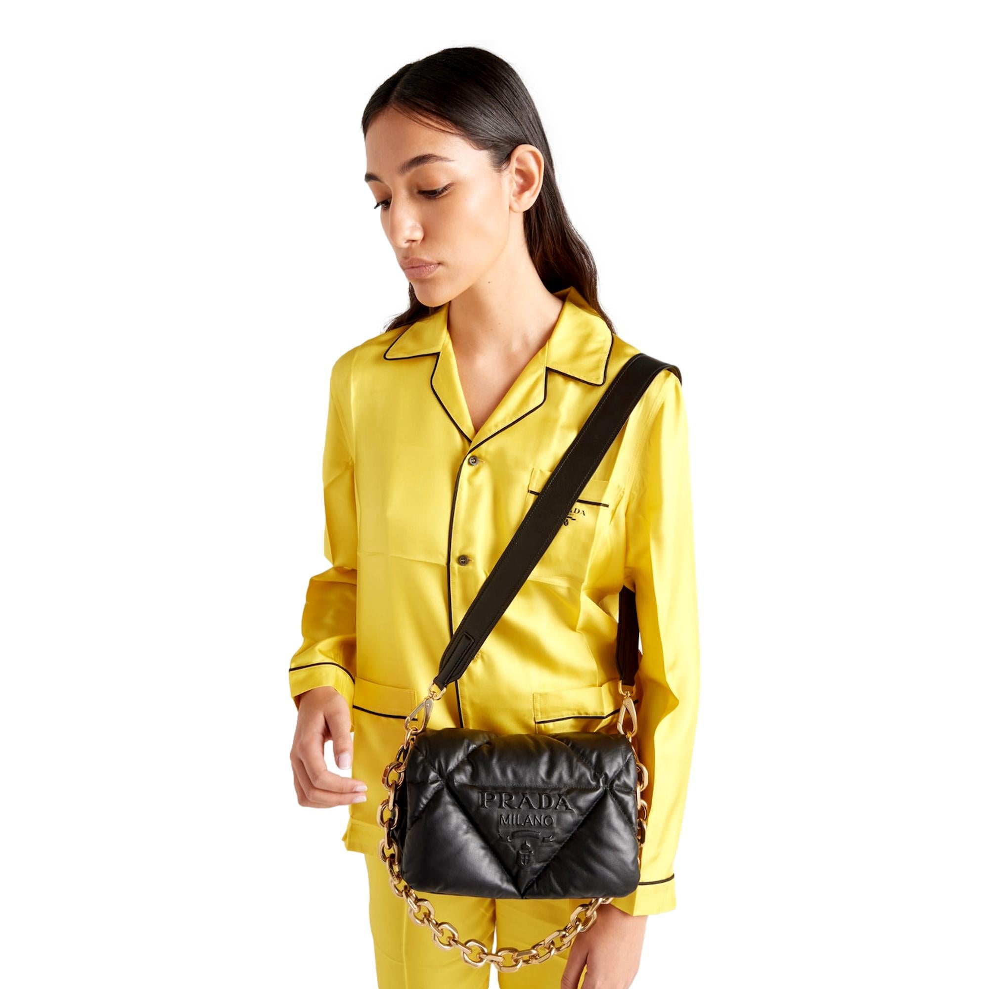 Prada Black Quilted Soft Nappa Leather Shoulder Bag at_Queen_Bee_of_Beverly_Hills