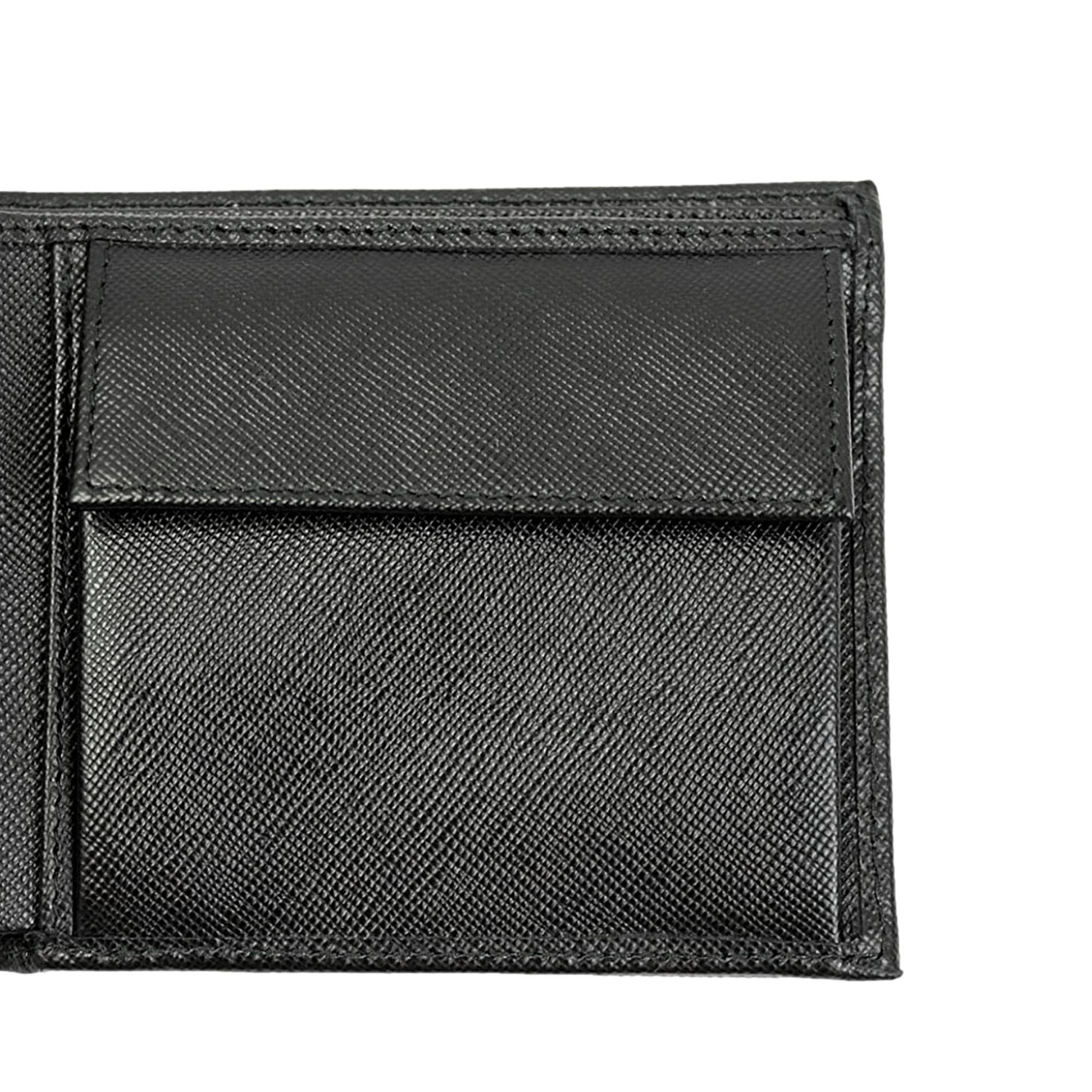 Prada Black Saffiano Leather Logo Plaque Bifold Wallet 2MO738 at_Queen_Bee_of_Beverly_Hills