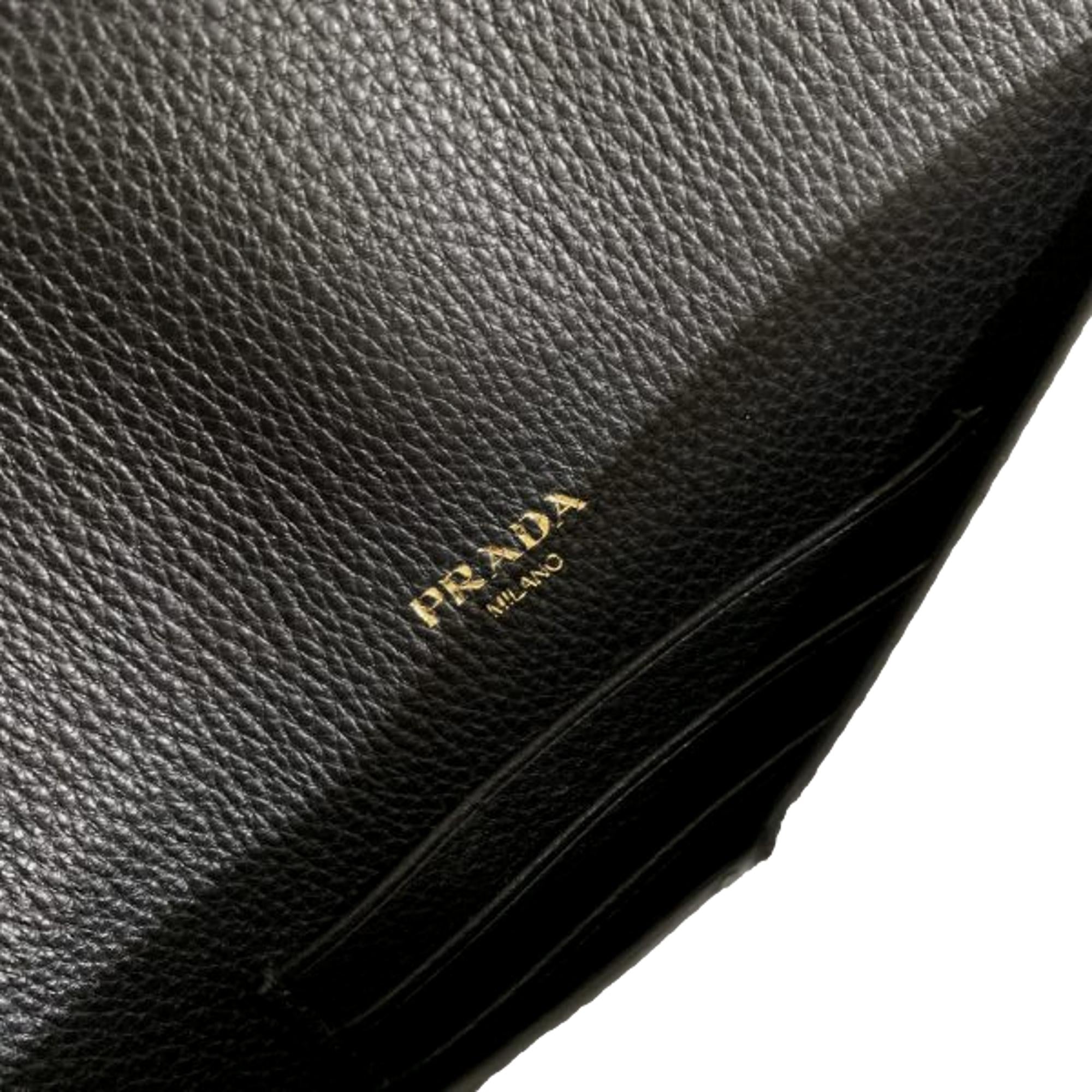Prada Black Vitello Grain Leather Long Envelope Wallet 1MF175 at_Queen_Bee_of_Beverly_Hills