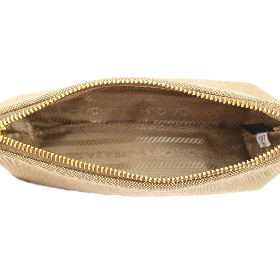 Prada Logo Jacquard Beige Canvas Small Flat Pouch Clutch Bag at_Queen_Bee_of_Beverly_Hills