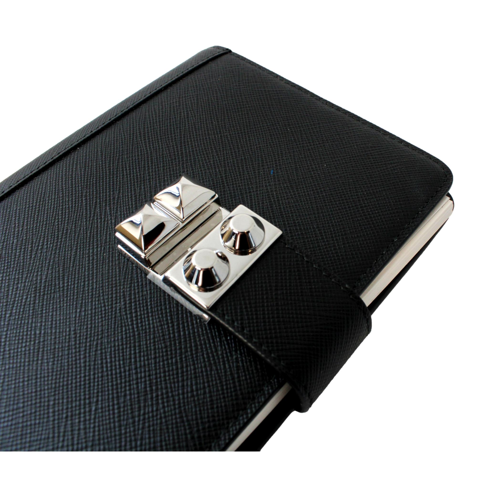 Prada Nero Black Saffiano Lock Journal 1AZ002 at_Queen_Bee_of_Beverly_Hills