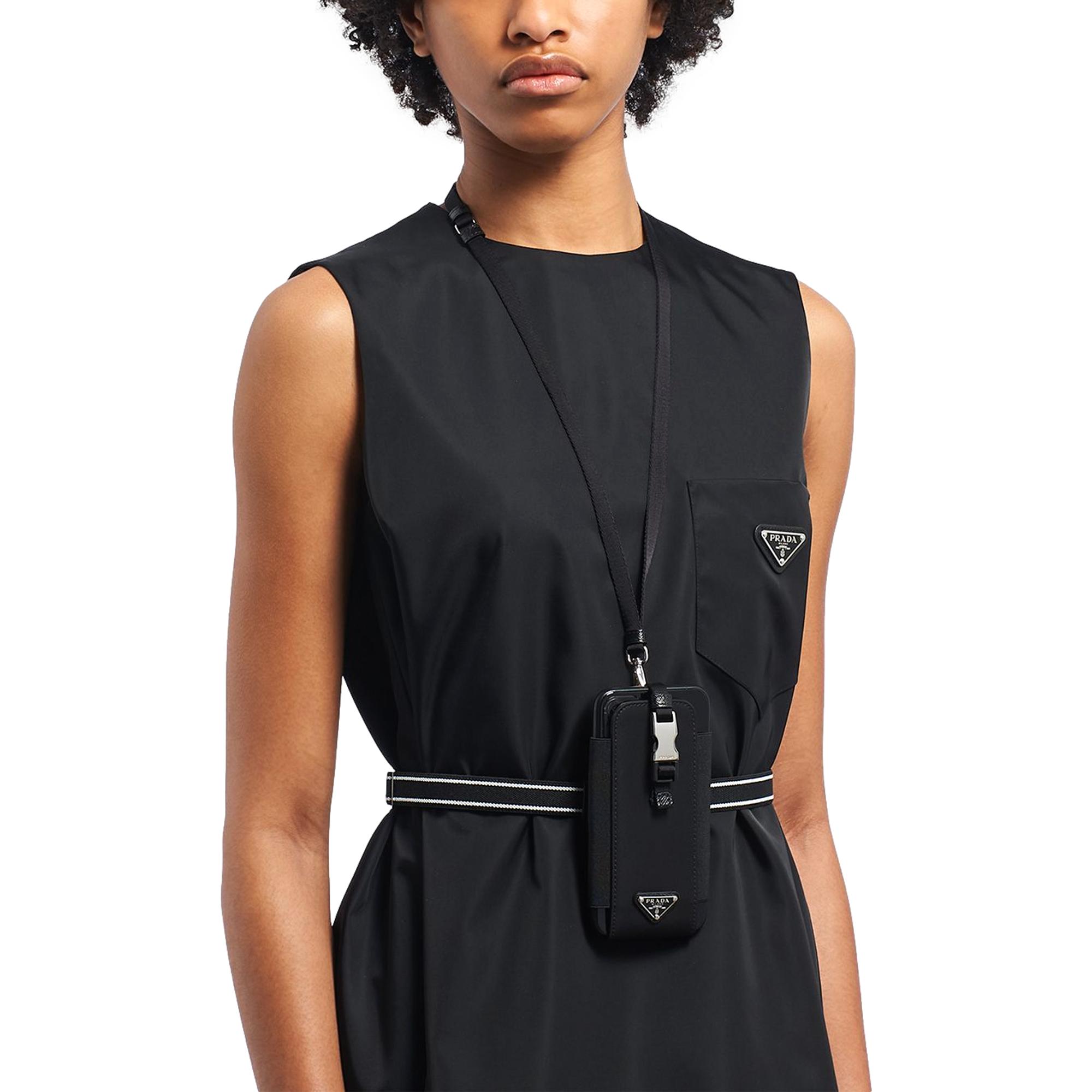 Prada Re-Nylon Black Lanyard Smartphone Holder Case Pouch Bag at_Queen_Bee_of_Beverly_Hills