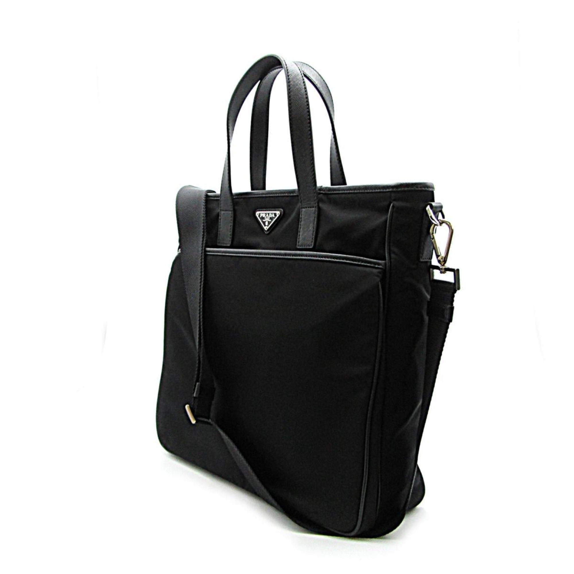 Prada Re-Nylon Black Nylon and Saffiano Large Crossbody Tote Bag at_Queen_Bee_of_Beverly_Hills