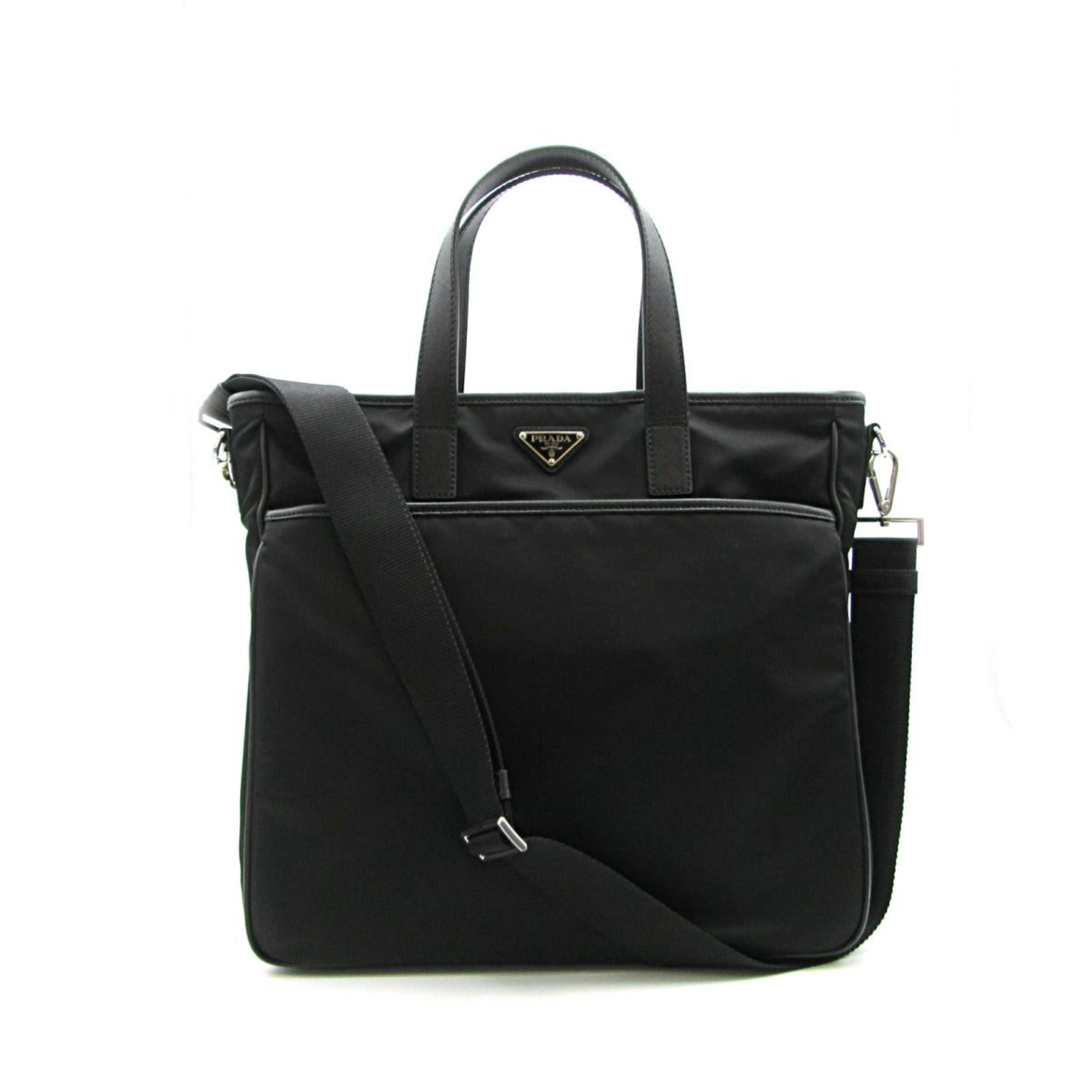 Prada Re-Nylon Black Nylon and Saffiano Large Crossbody Tote Bag at_Queen_Bee_of_Beverly_Hills