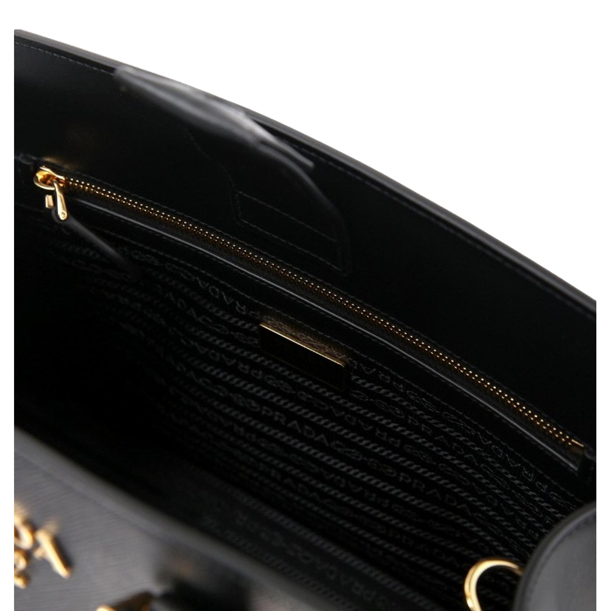 Prada Saffiano Lux Black Leather Large Crossbody Satchel Bag at_Queen_Bee_of_Beverly_Hills