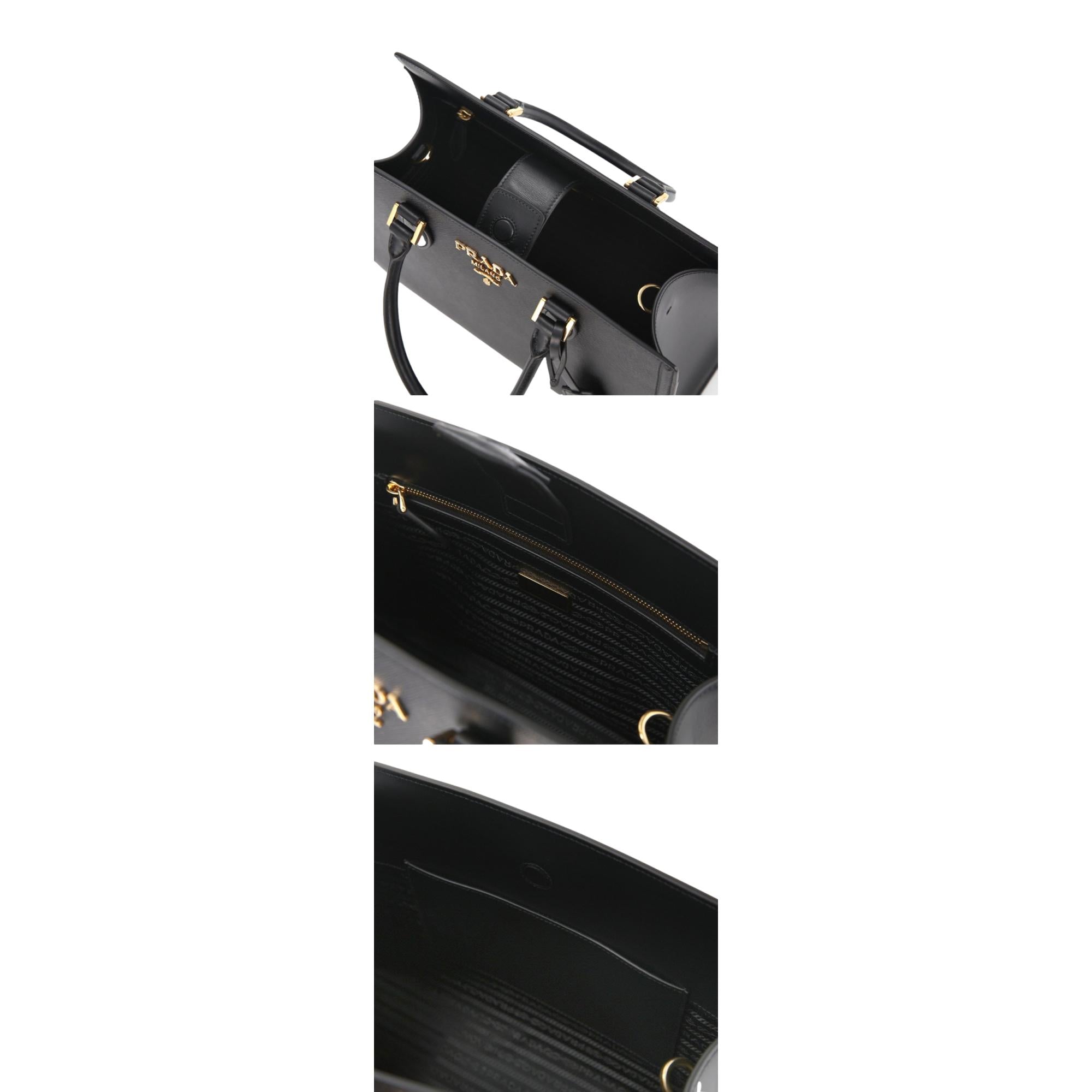 Prada Saffiano Lux Black Leather Large Crossbody Satchel Bag at_Queen_Bee_of_Beverly_Hills