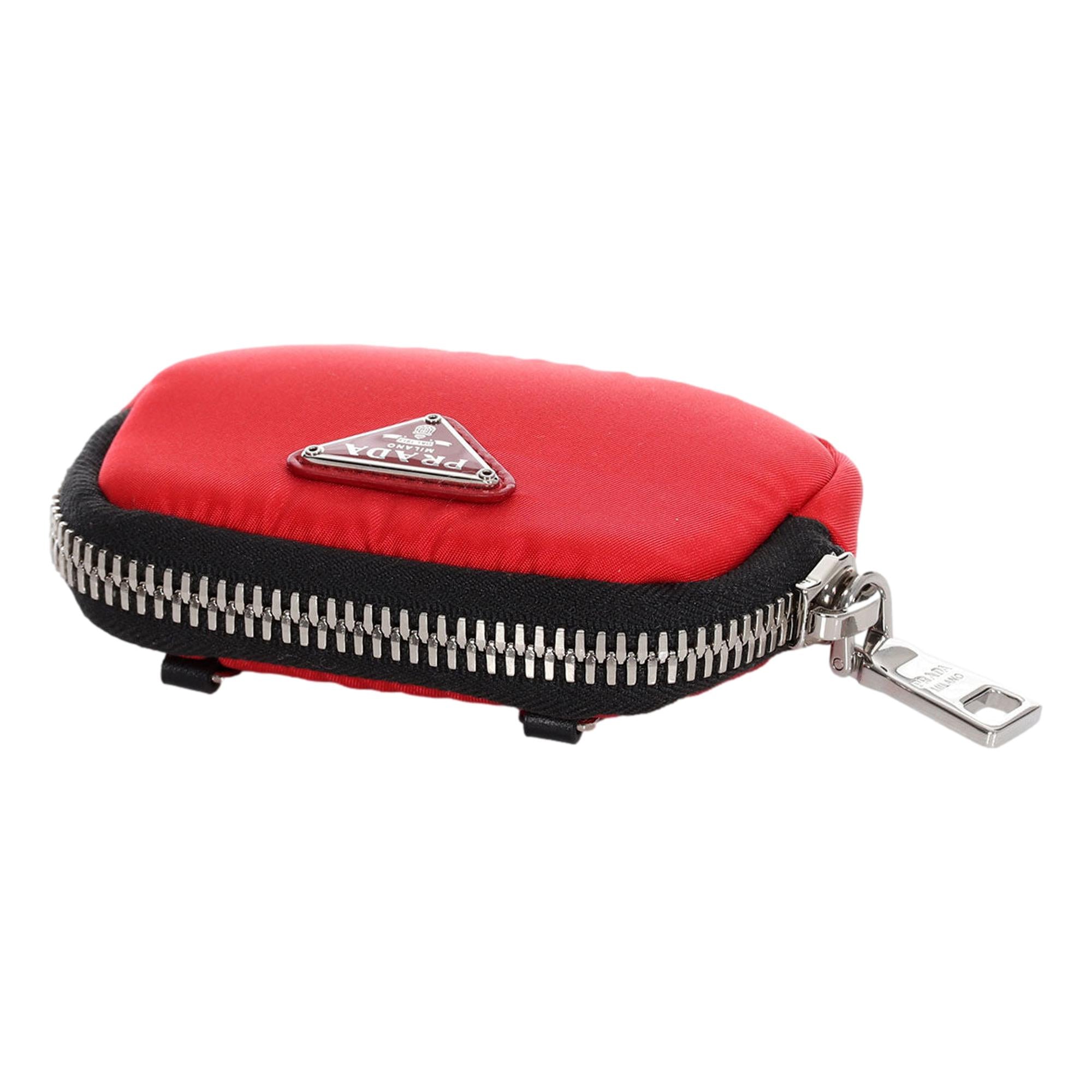 Prada Tessuto Red Nylon Cargo Mini Pouch on Lanyard Neck Bag at_Queen_Bee_of_Beverly_Hills