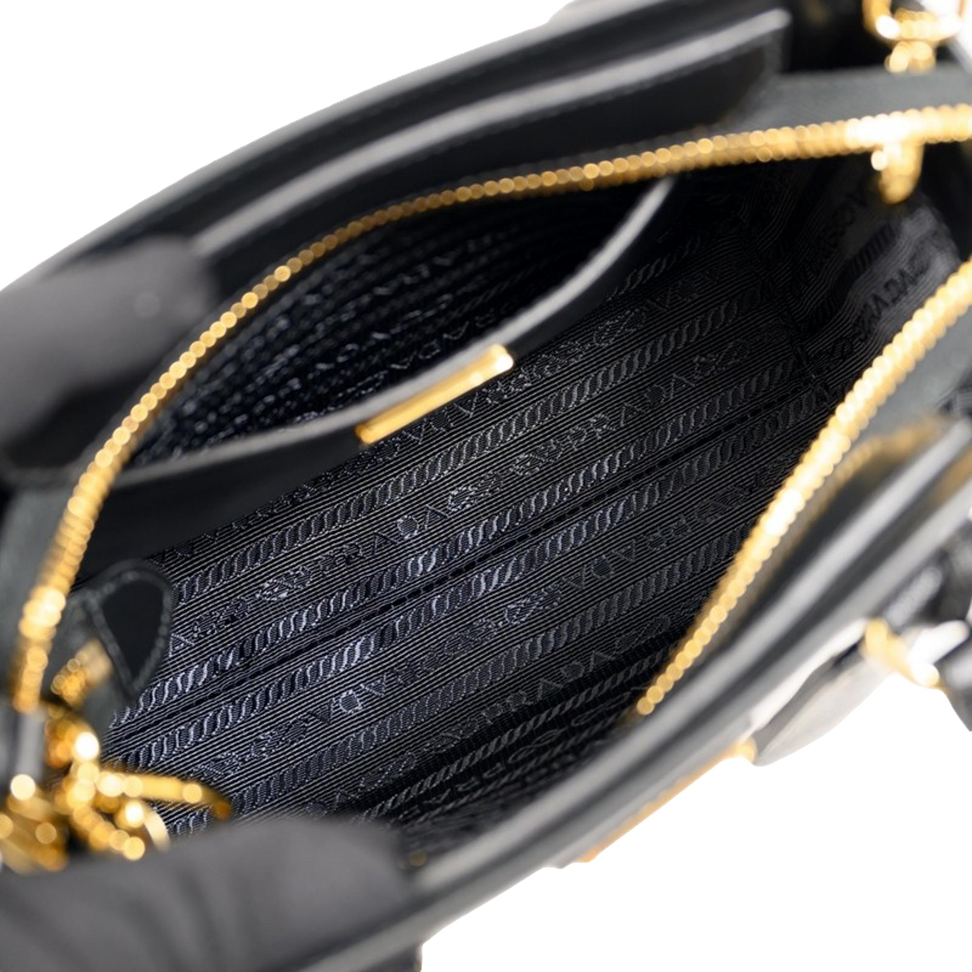 Prada Triangle Logo Black Saffiano Lux Leather Crossbody Tote Bag at_Queen_Bee_of_Beverly_Hills