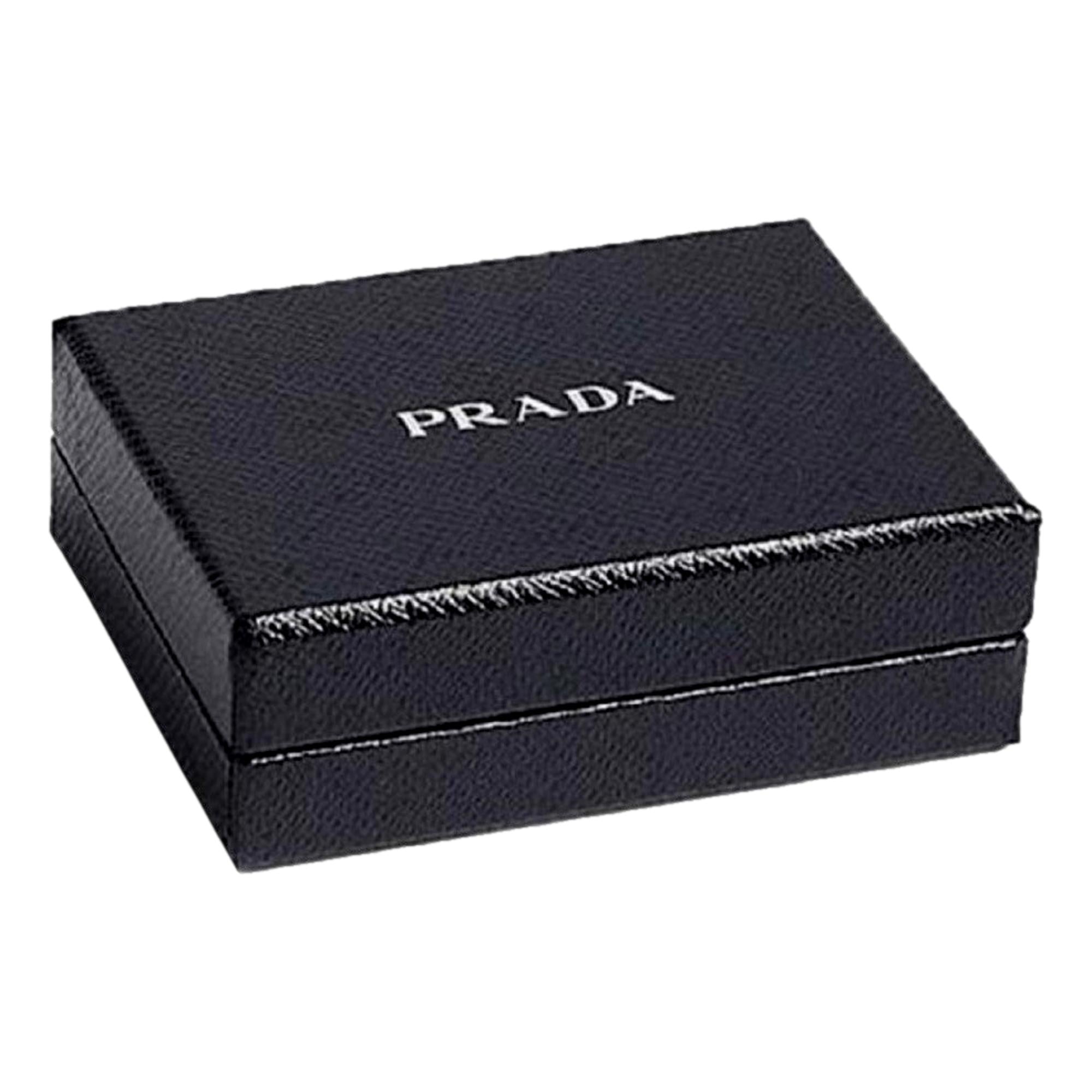 Prada Triangle Saffiano Black Leather Mini Airpods Case with Chain at_Queen_Bee_of_Beverly_Hills