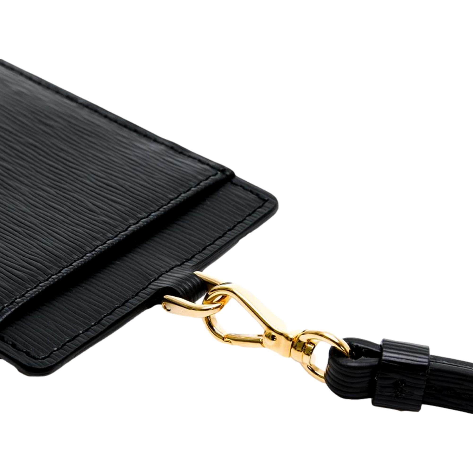 Prada Vitello Move Black Leather Logo Plaque Lanyard Cardholder Wallet at_Queen_Bee_of_Beverly_Hills