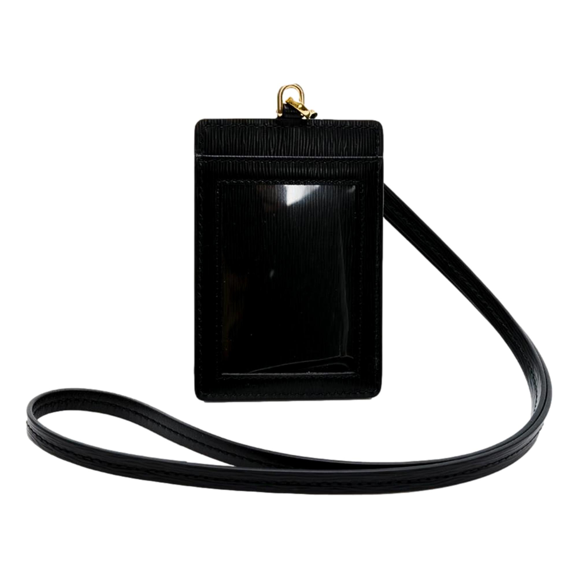 Prada Vitello Move Black Leather Logo Plaque Lanyard Cardholder Wallet at_Queen_Bee_of_Beverly_Hills