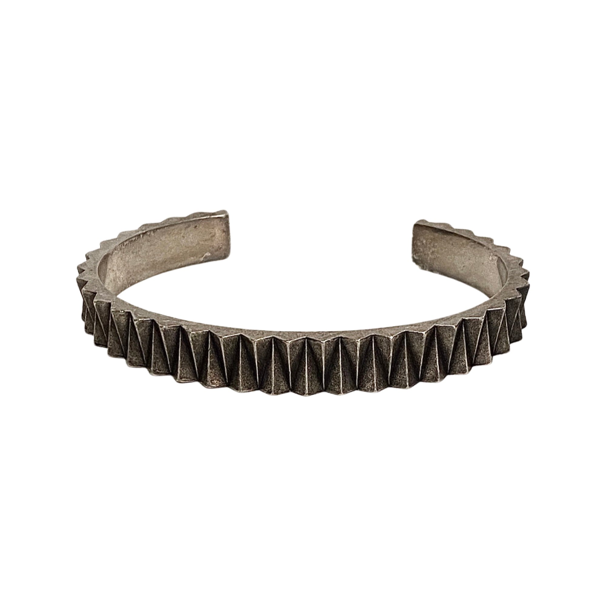 Saint Laurent Gear Silver Gunmetal Bracelet Large at_Queen_Bee_of_Beverly_Hills