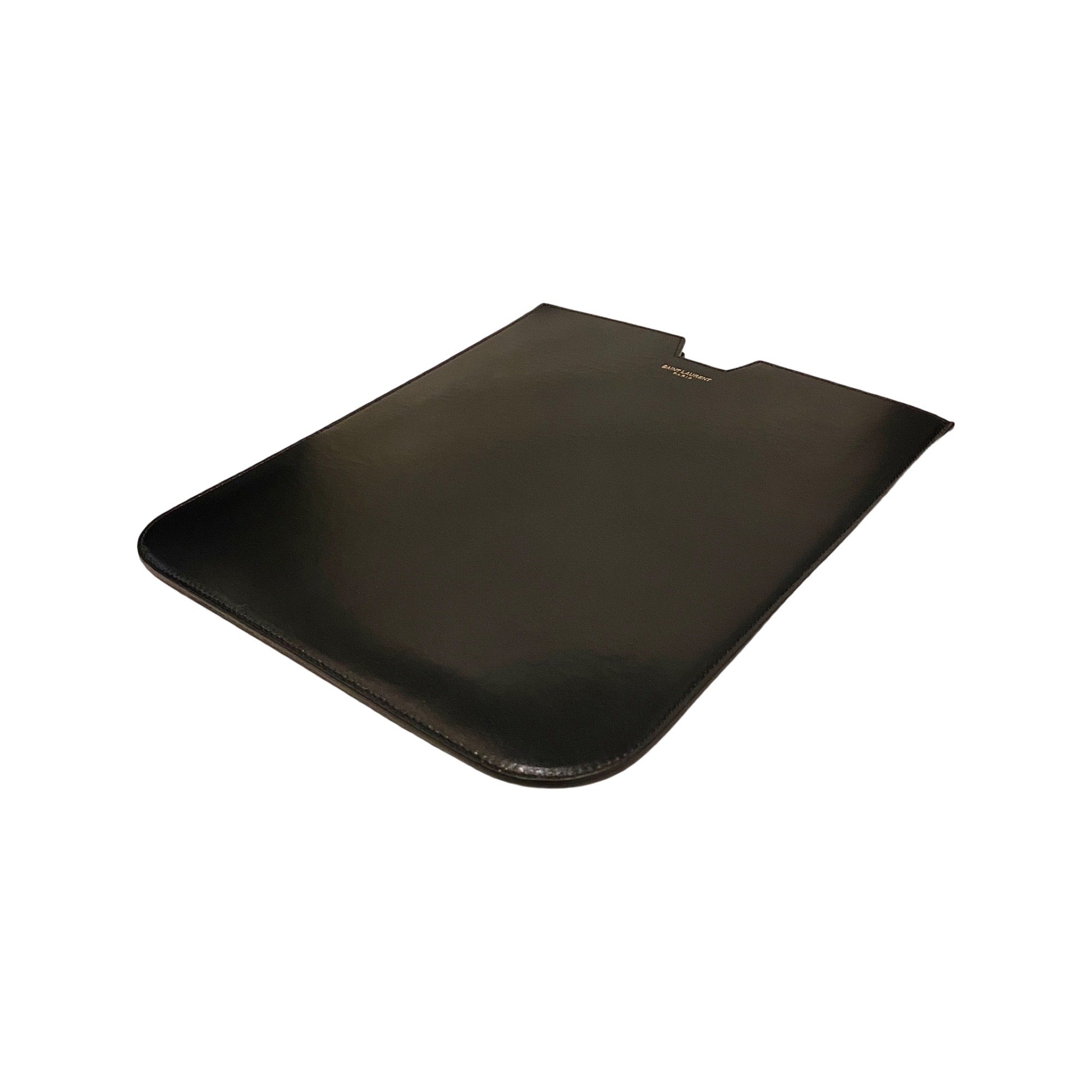 Saint Laurent Paris Logo Smooth Black Calfskin Leather iPad Sleeve 315898 at_Queen_Bee_of_Beverly_Hills