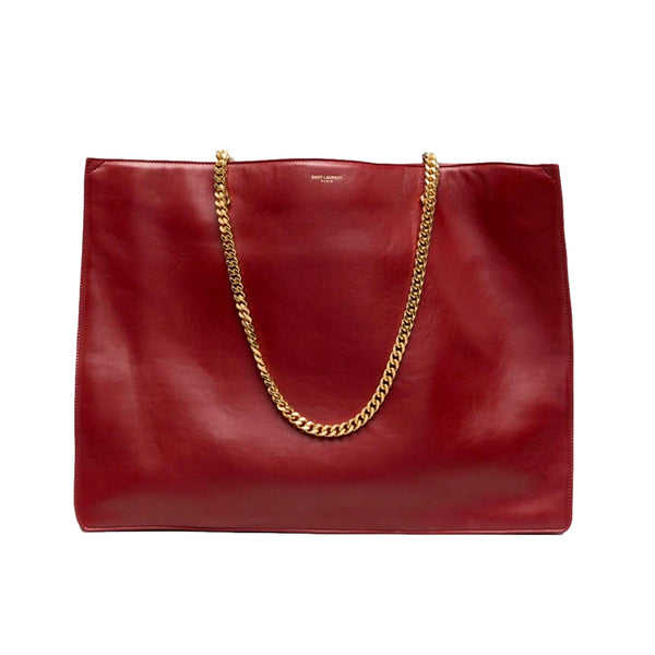 Saint Laurent Siena Ultra Lux Red Calf Leather Chain Shoulder Tote Bag –  Queen Bee of Beverly Hills