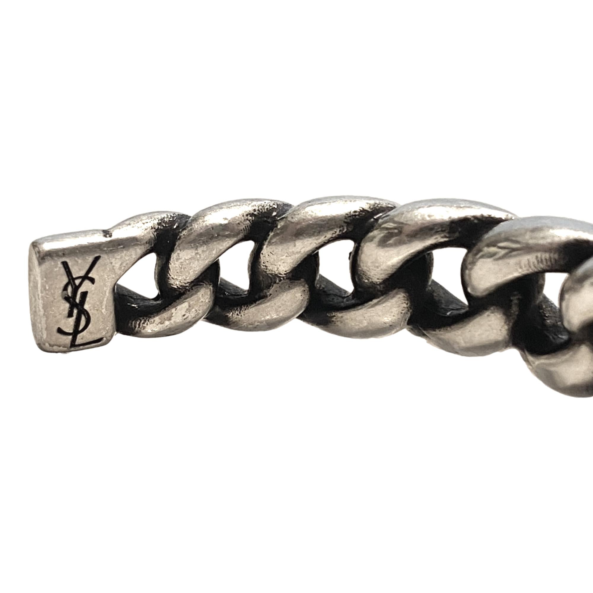 Saint Laurent Silver Gunmetal Chain Link Cuff at_Queen_Bee_of_Beverly_Hills