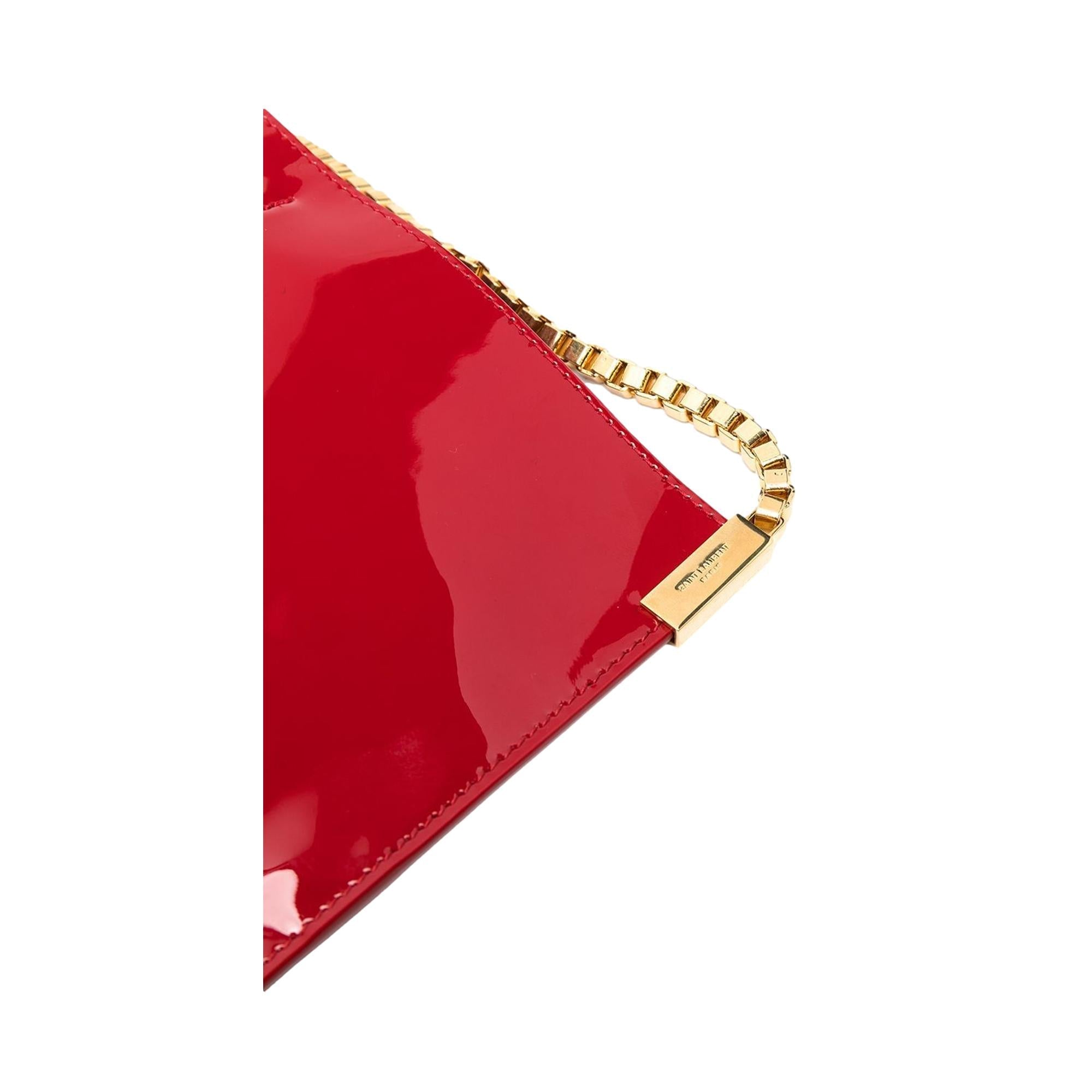 Saint Laurent Suzanne Red Patent Leather Small Chain Hobo Bag at_Queen_Bee_of_Beverly_Hills