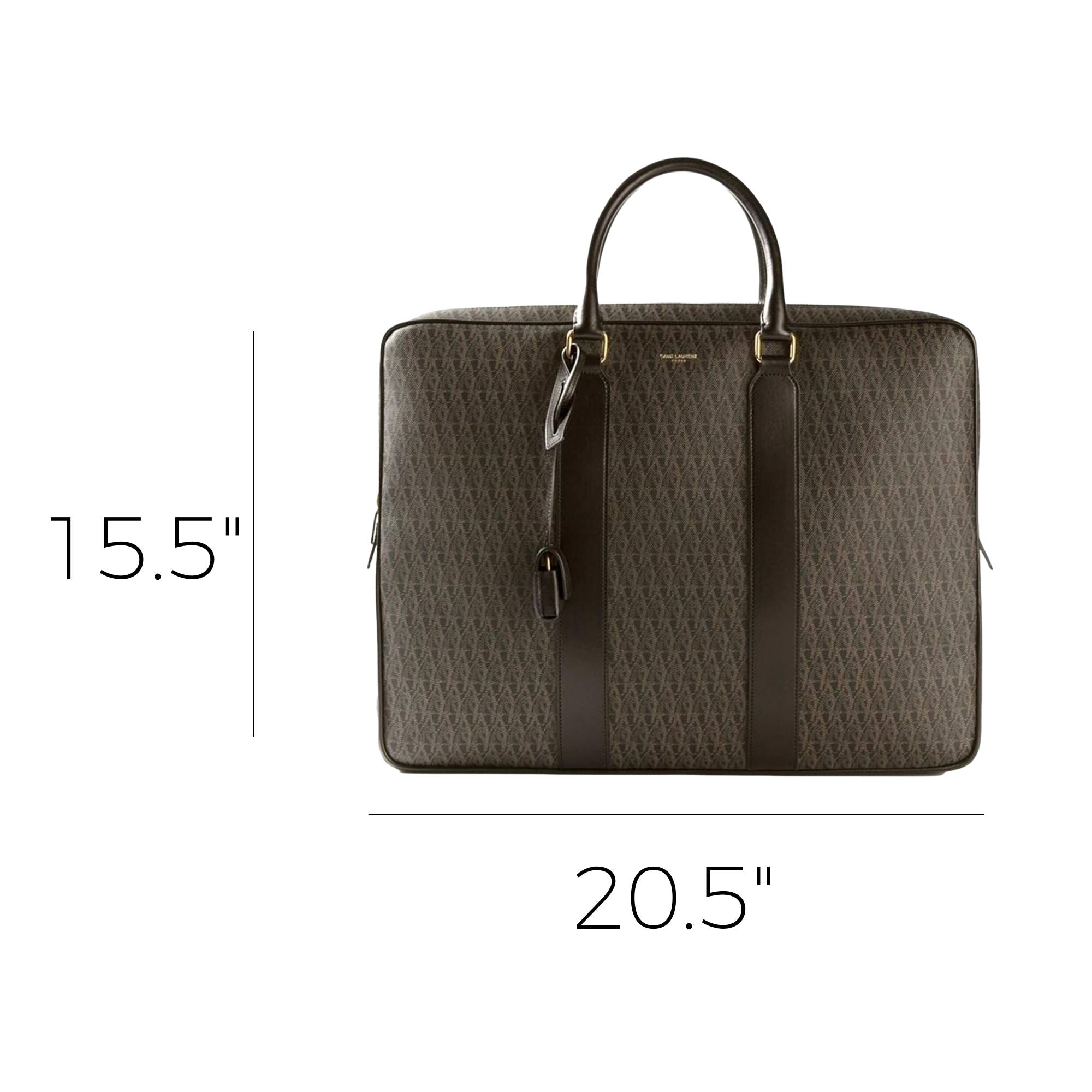 Saint Laurent Toile Classic Monogram Rodeo Dark Brown Large Luggage Case at_Queen_Bee_of_Beverly_Hills