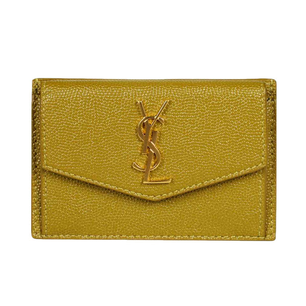 Saint Laurent Uptown Yellow Grain Leather Card Holder 582305