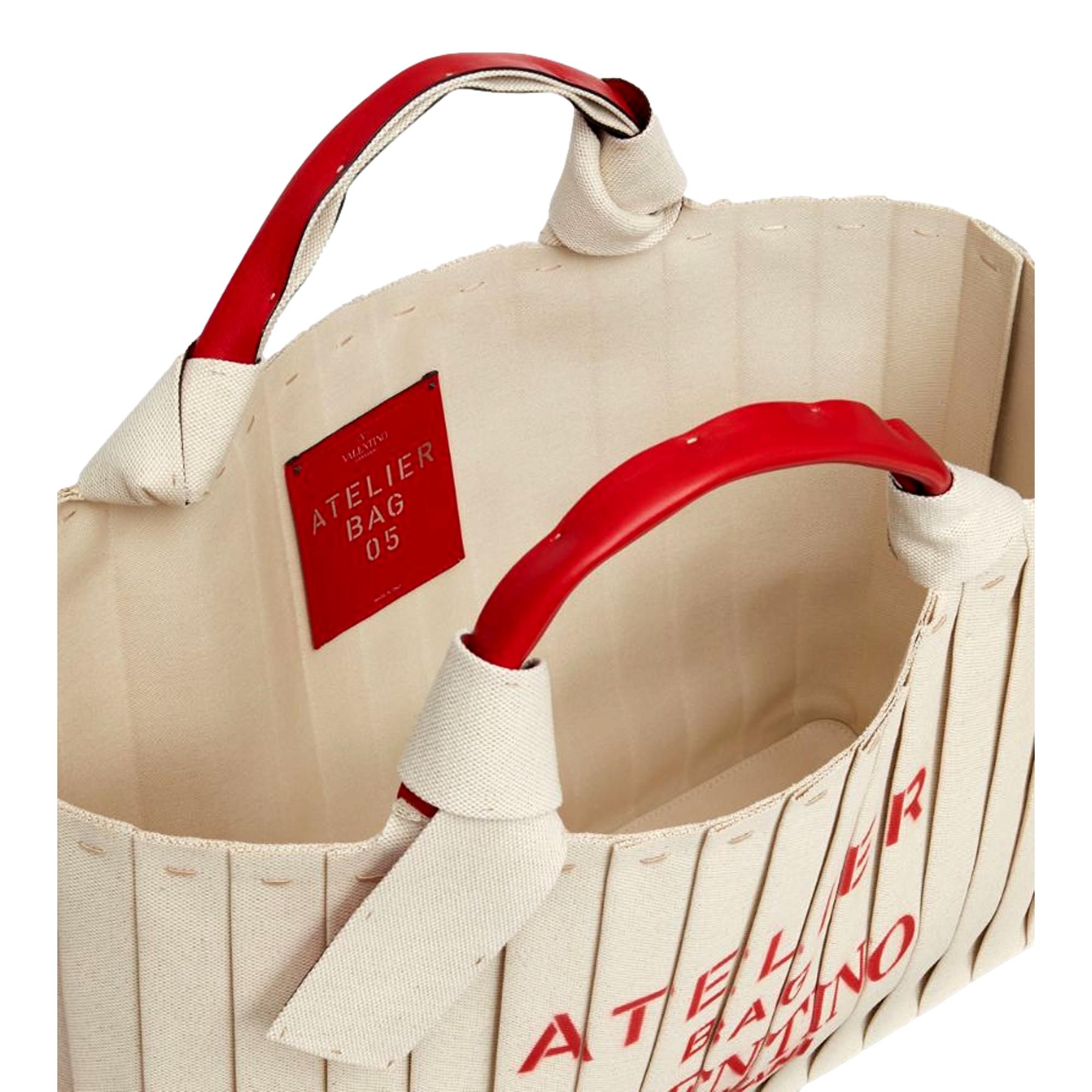 Valentino Garavani 05 Plisse Edition Sac Atelier Large Canvas Tote Bag at_Queen_Bee_of_Beverly_Hills