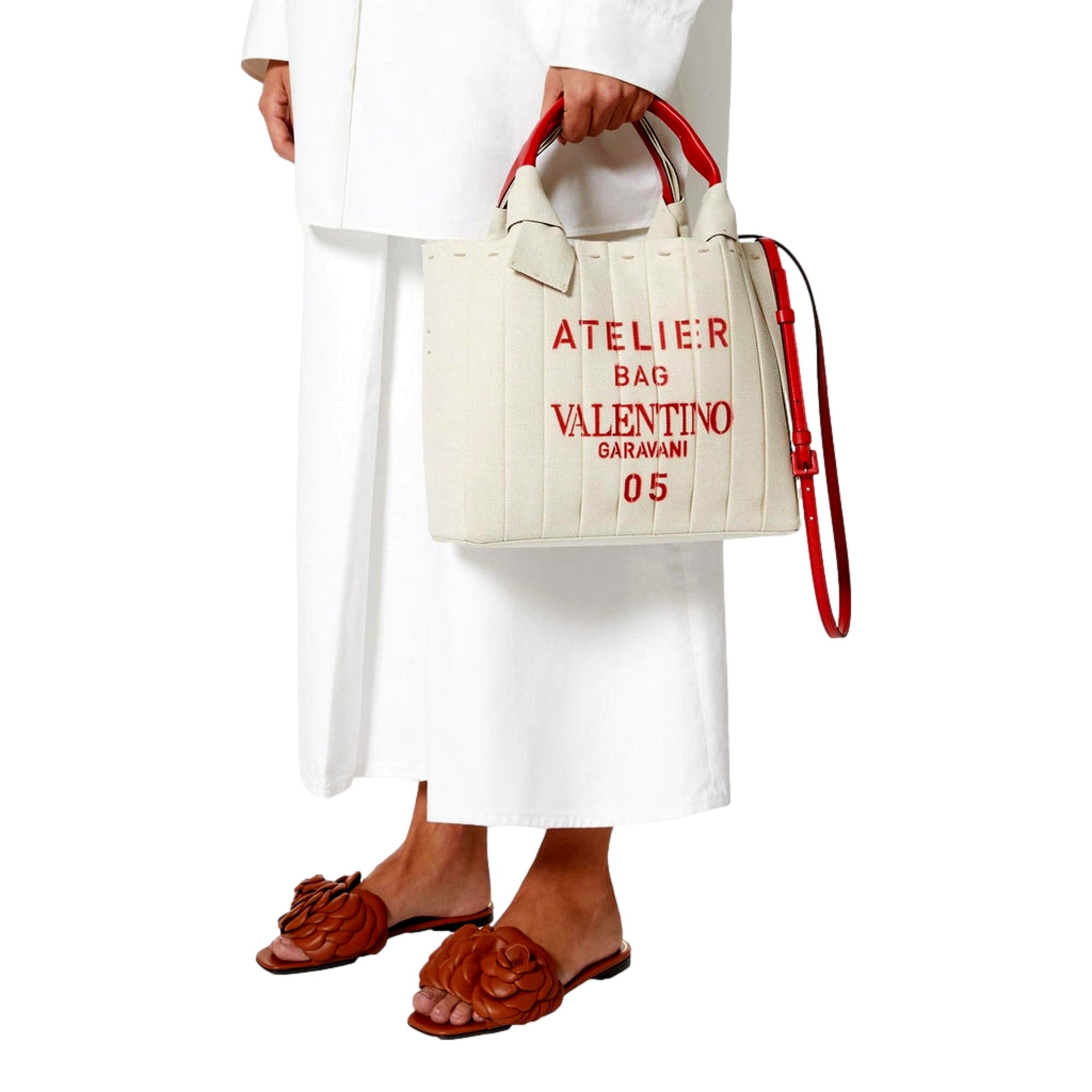 Valentino Garavani 05 Plisse Edition Sac Atelier Canvas Crossbody Tote Bag