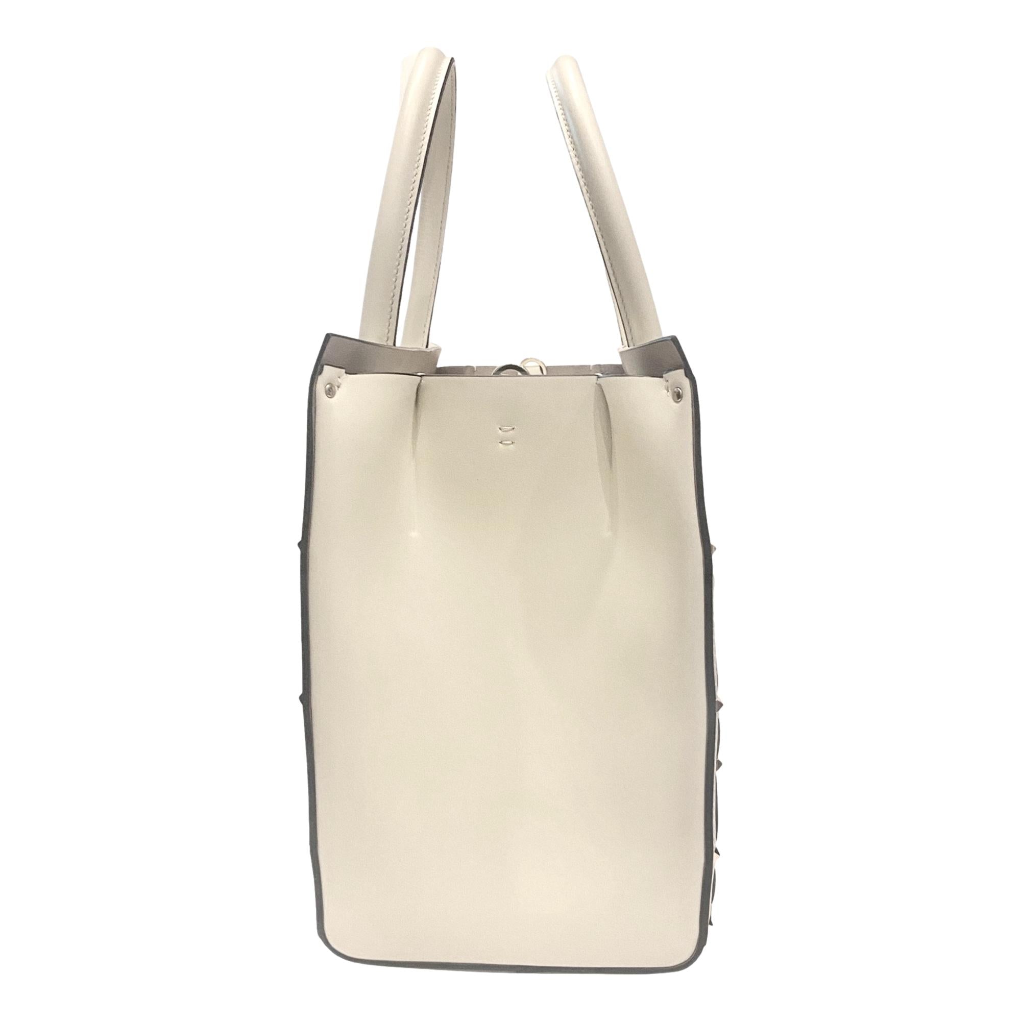 Valentino Garavani Beehive Lattice Ivory Studded Leather Tote Bag at_Queen_Bee_of_Beverly_Hills
