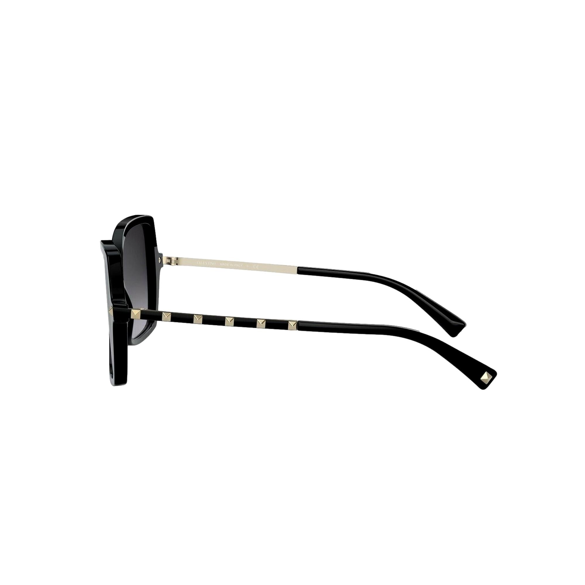Valentino Garavani Black Studded Acetate and Titanium Sunglasses Size 56 at_Queen_Bee_of_Beverly_Hills