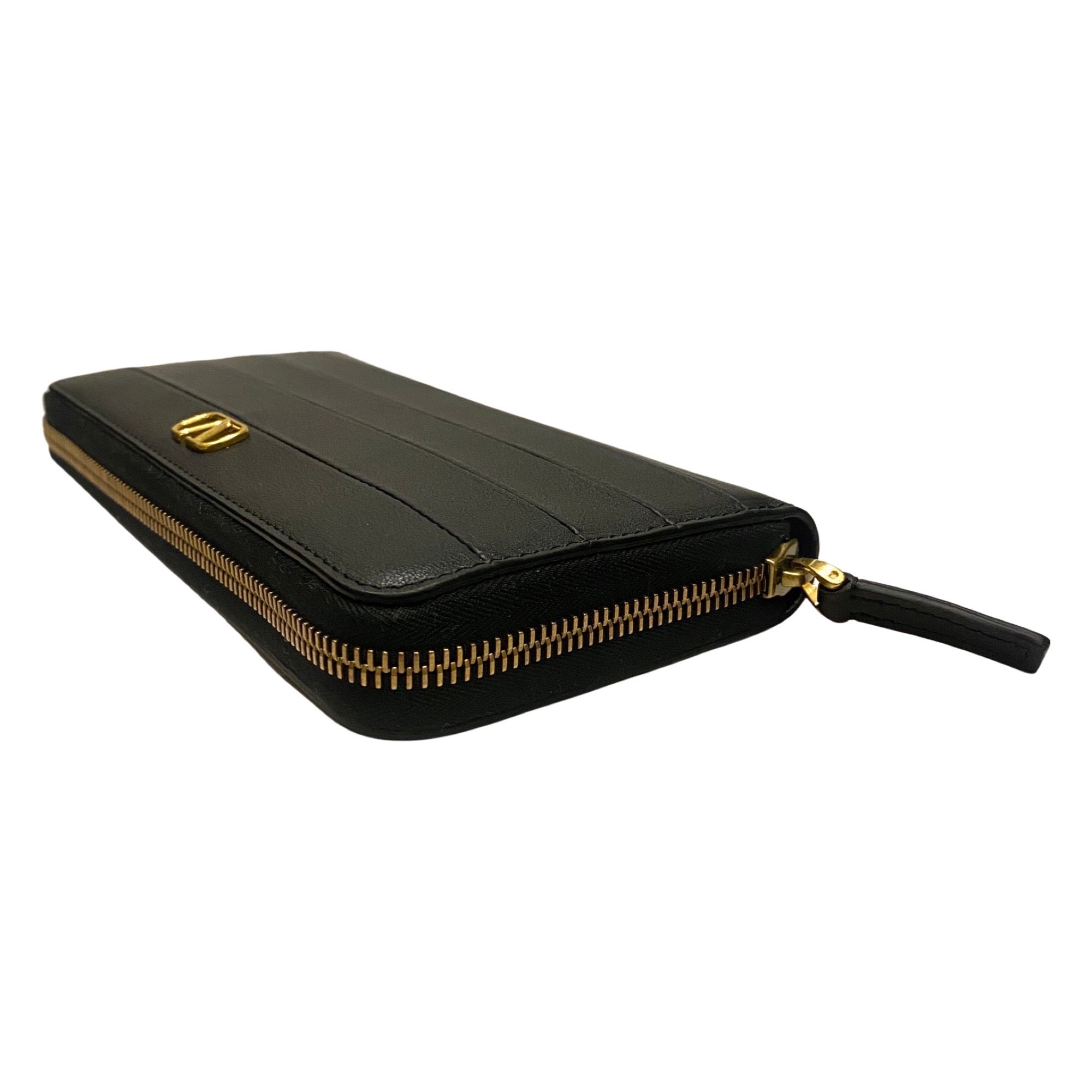 Valentino Garavani Diary Lines Black Grain Leather Zip-Around Long Wallet at_Queen_Bee_of_Beverly_Hills