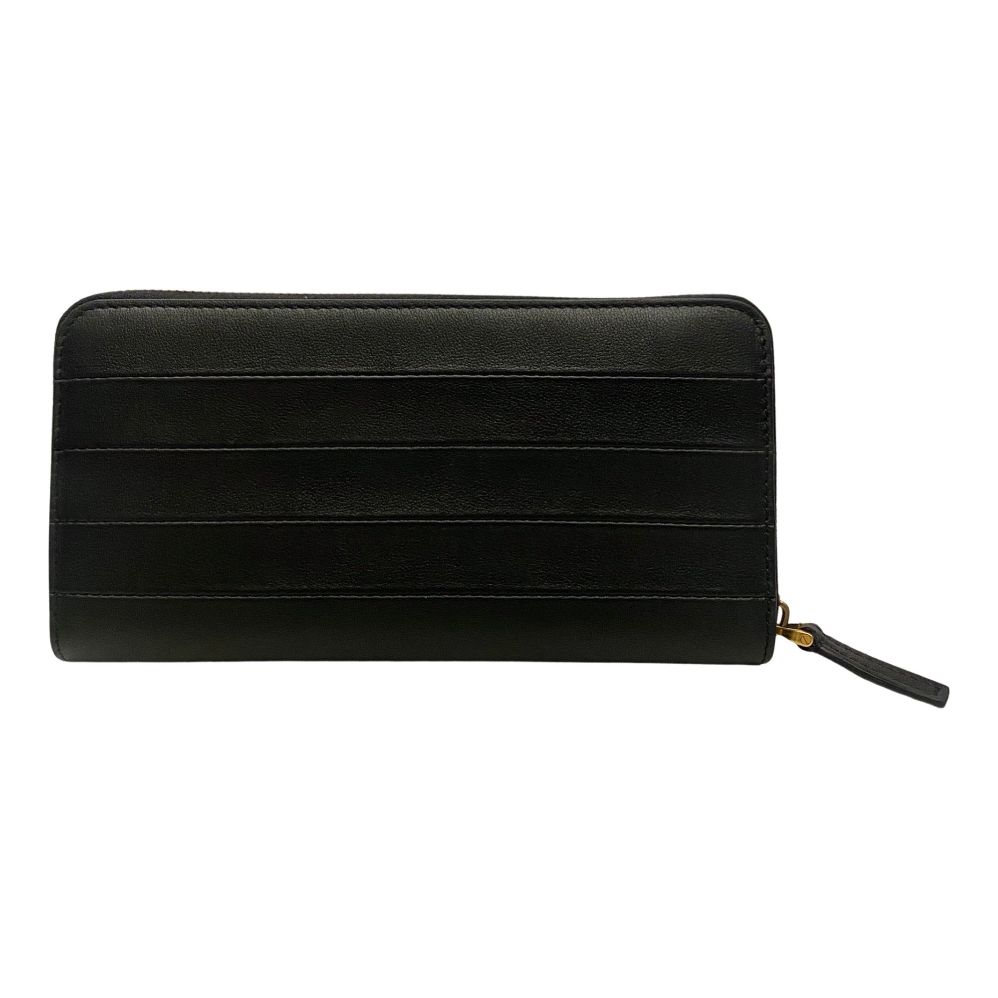 Valentino Garavani Diary Lines Black Grain Leather Zip-Around Long Wallet at_Queen_Bee_of_Beverly_Hills