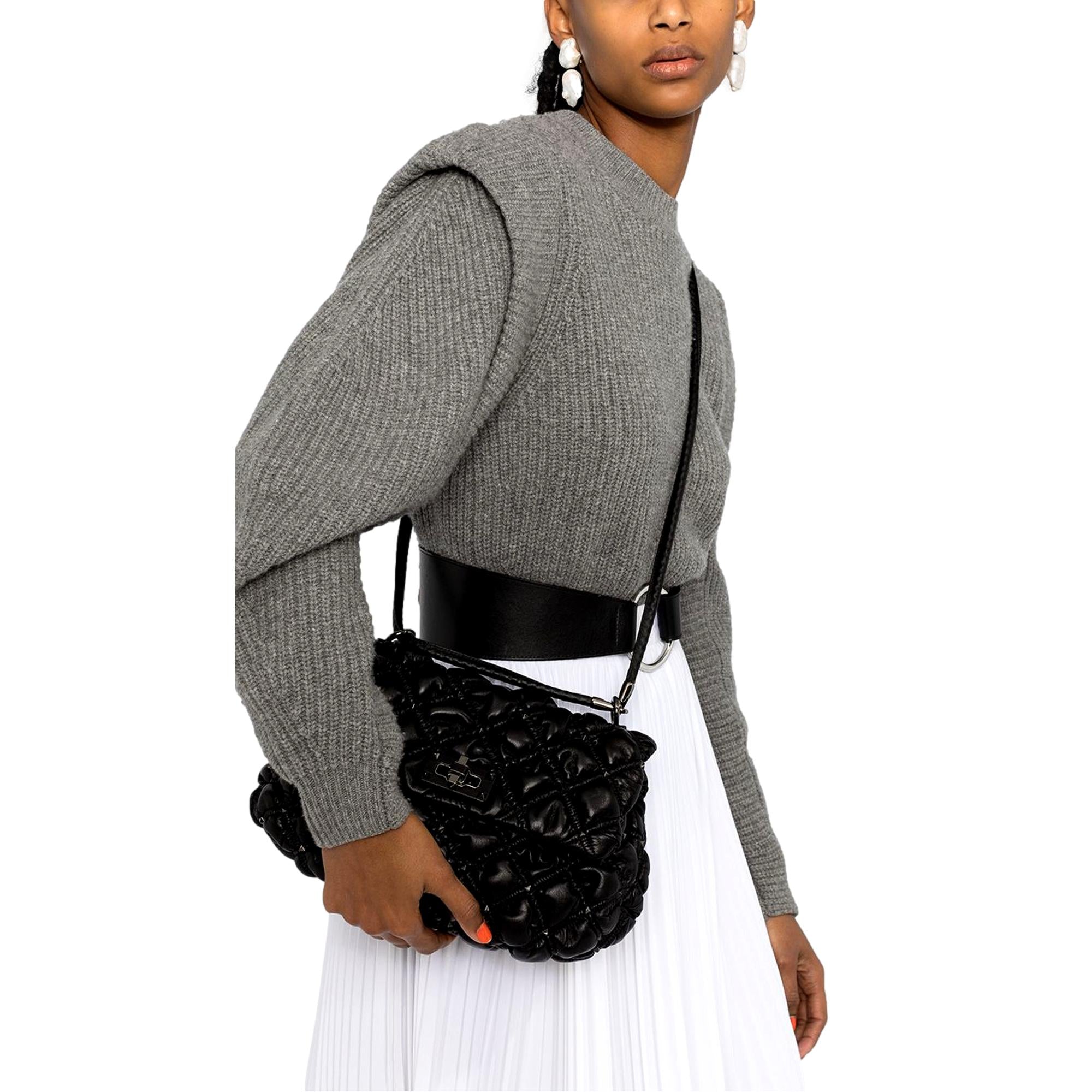 Valentino Garavani Spikeme Black Studded Leather Medium Crossbody Bag at_Queen_Bee_of_Beverly_Hills