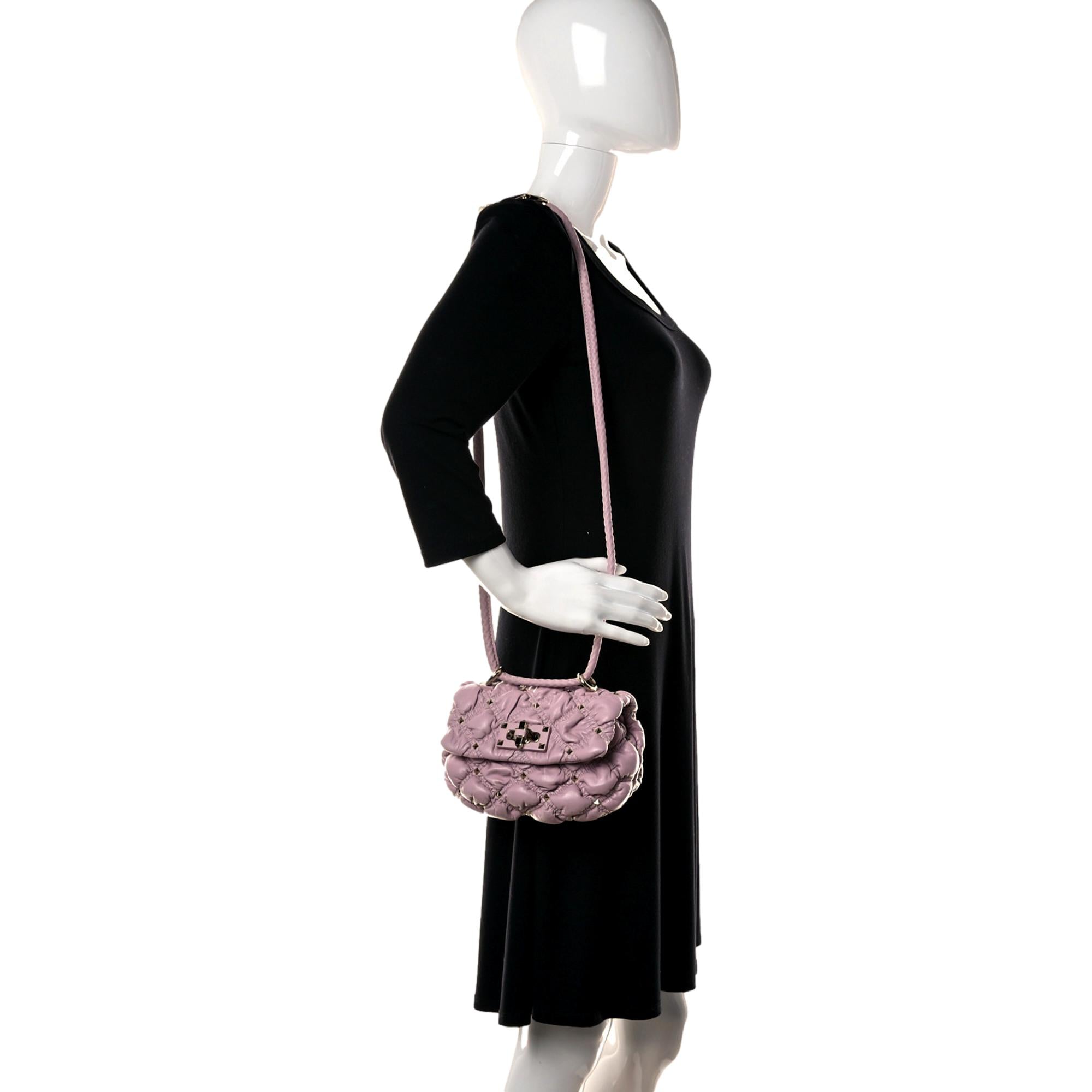 Valentino Garavani Spikeme Dusty Rose Studded Leather Small Crossbody Bag at_Queen_Bee_of_Beverly_Hills
