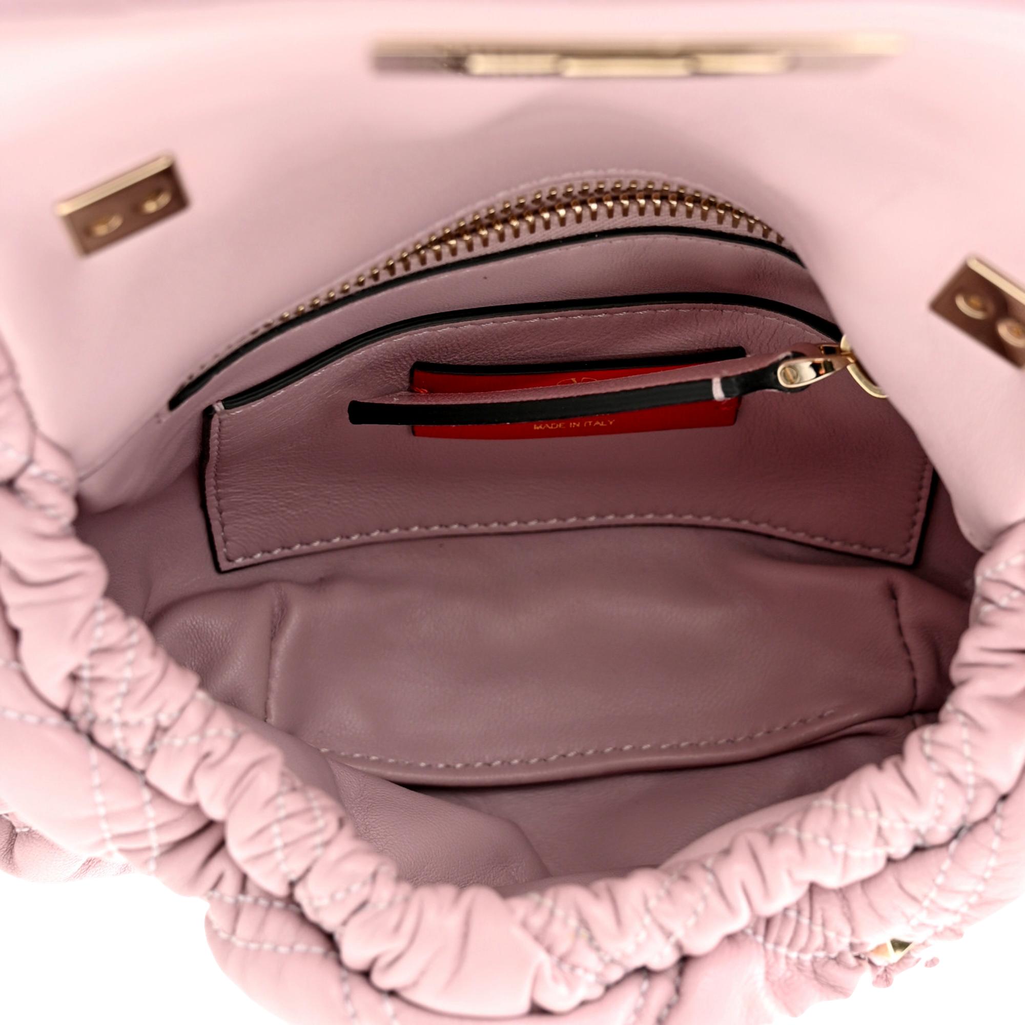 Valentino Garavani Spikeme Dusty Rose Studded Leather Small Crossbody Bag at_Queen_Bee_of_Beverly_Hills