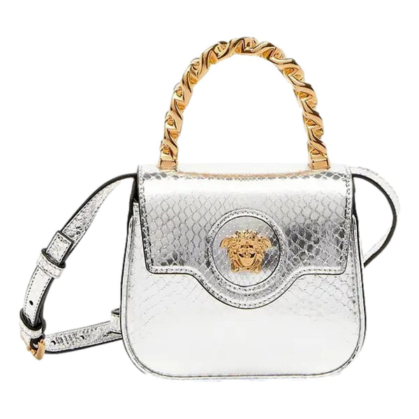 Versace La Medusa Ayers Python Print Mini Crossbody Bag