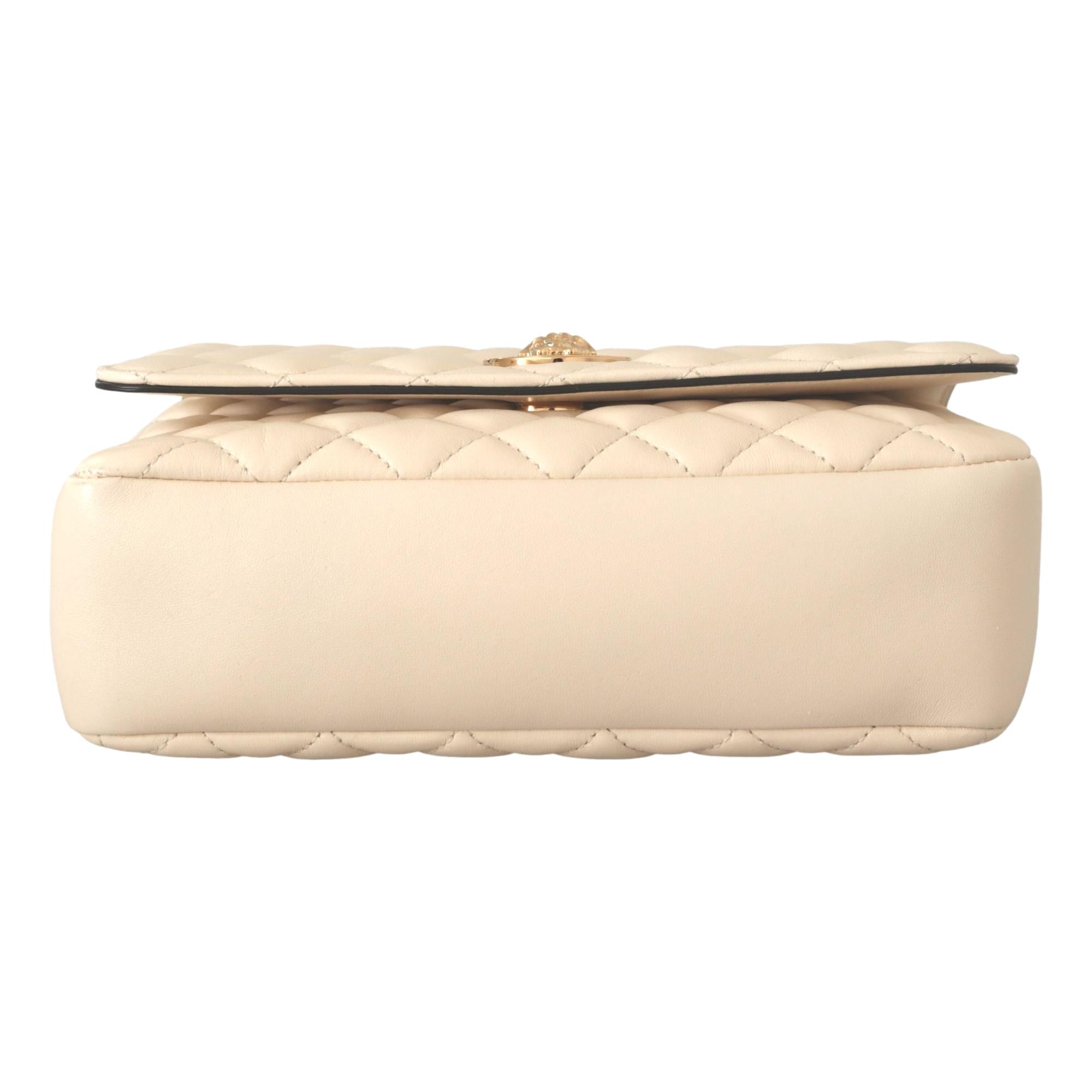 Versace La Medusa Beige Quilted Lamb Leather Large Shoulder Bag at_Queen_Bee_of_Beverly_Hills