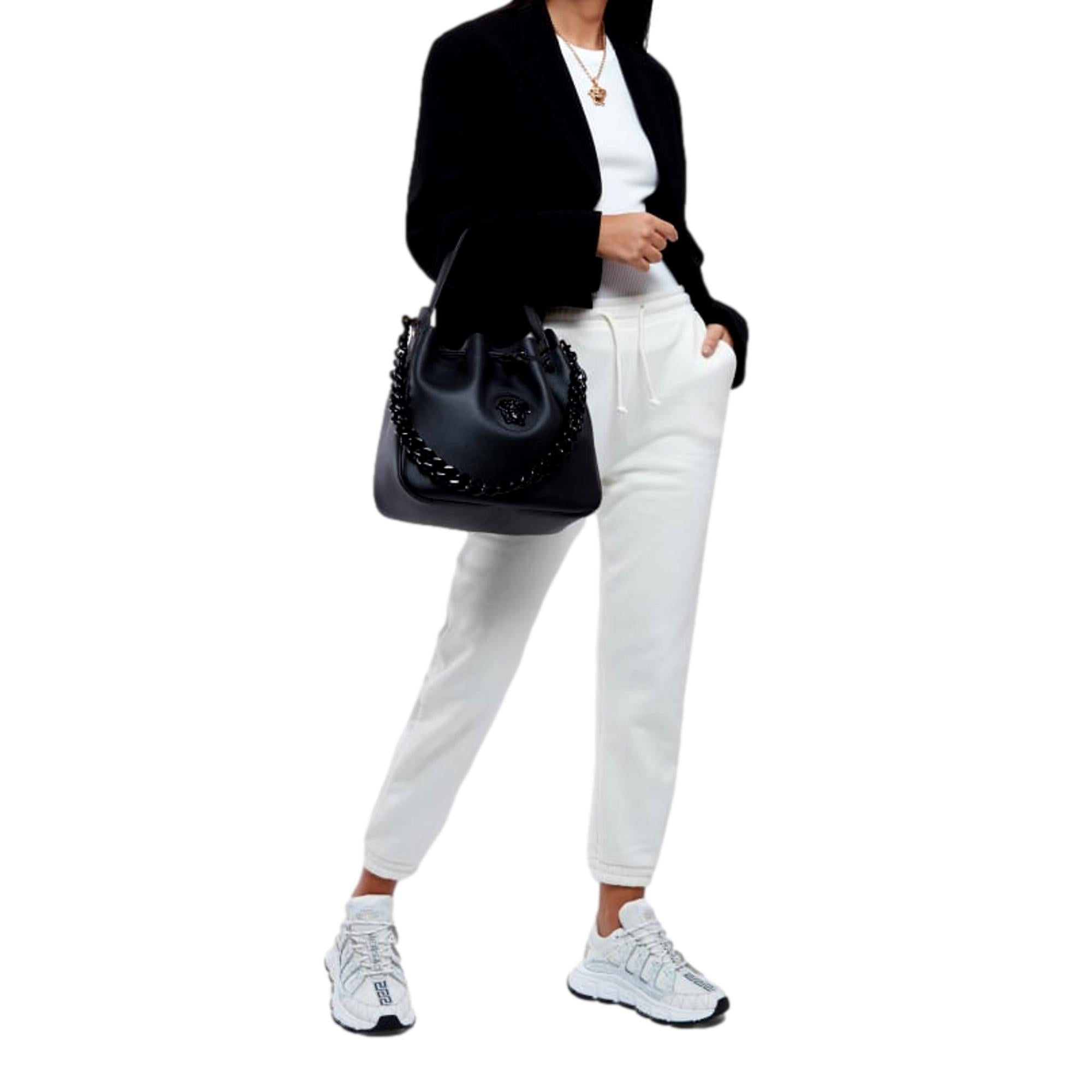 Versace La Medusa Leather Bucket Bag Black 1003013 at_Queen_Bee_of_Beverly_Hills