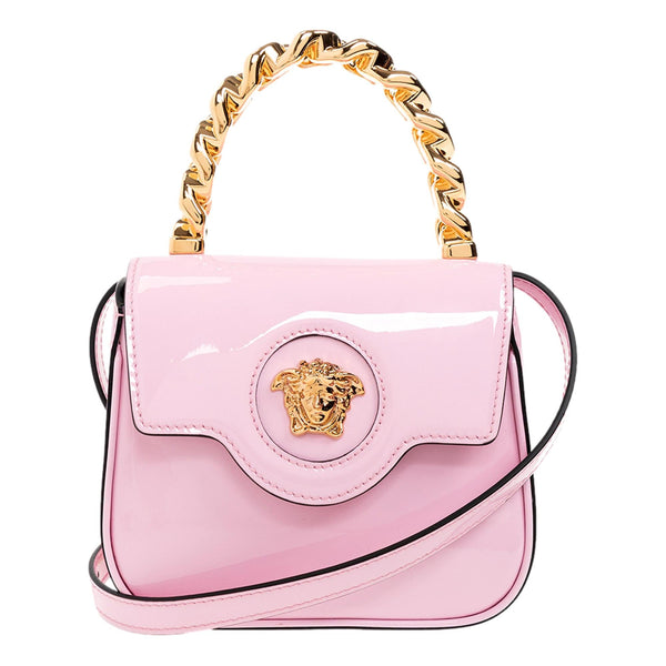 Versace La Medusa Canvas & Leather Tote In Pink