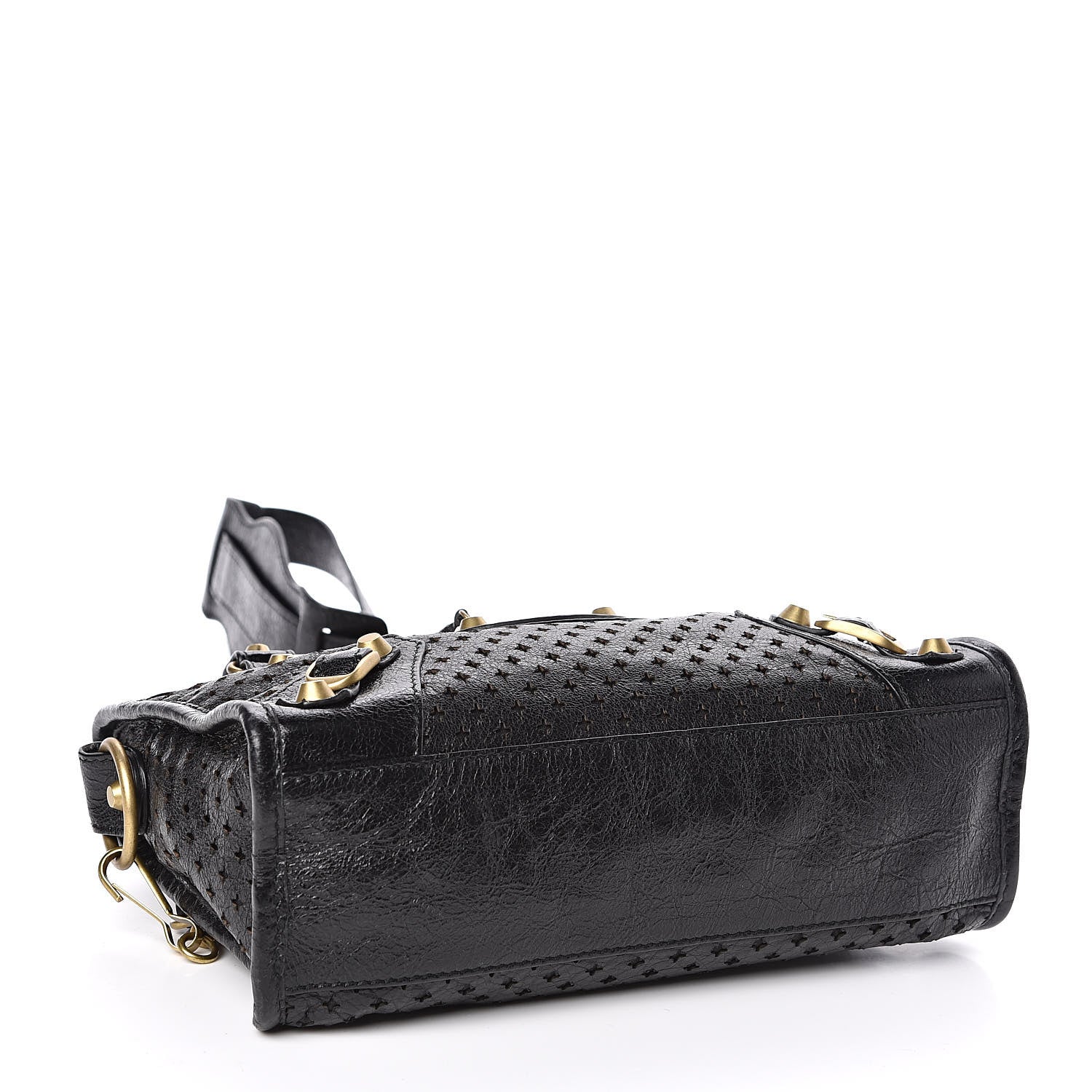 Balenciaga Classic City Black Leather Perforated Mini Satchel Bag 501065 at_Queen_Bee_of_Beverly_Hills