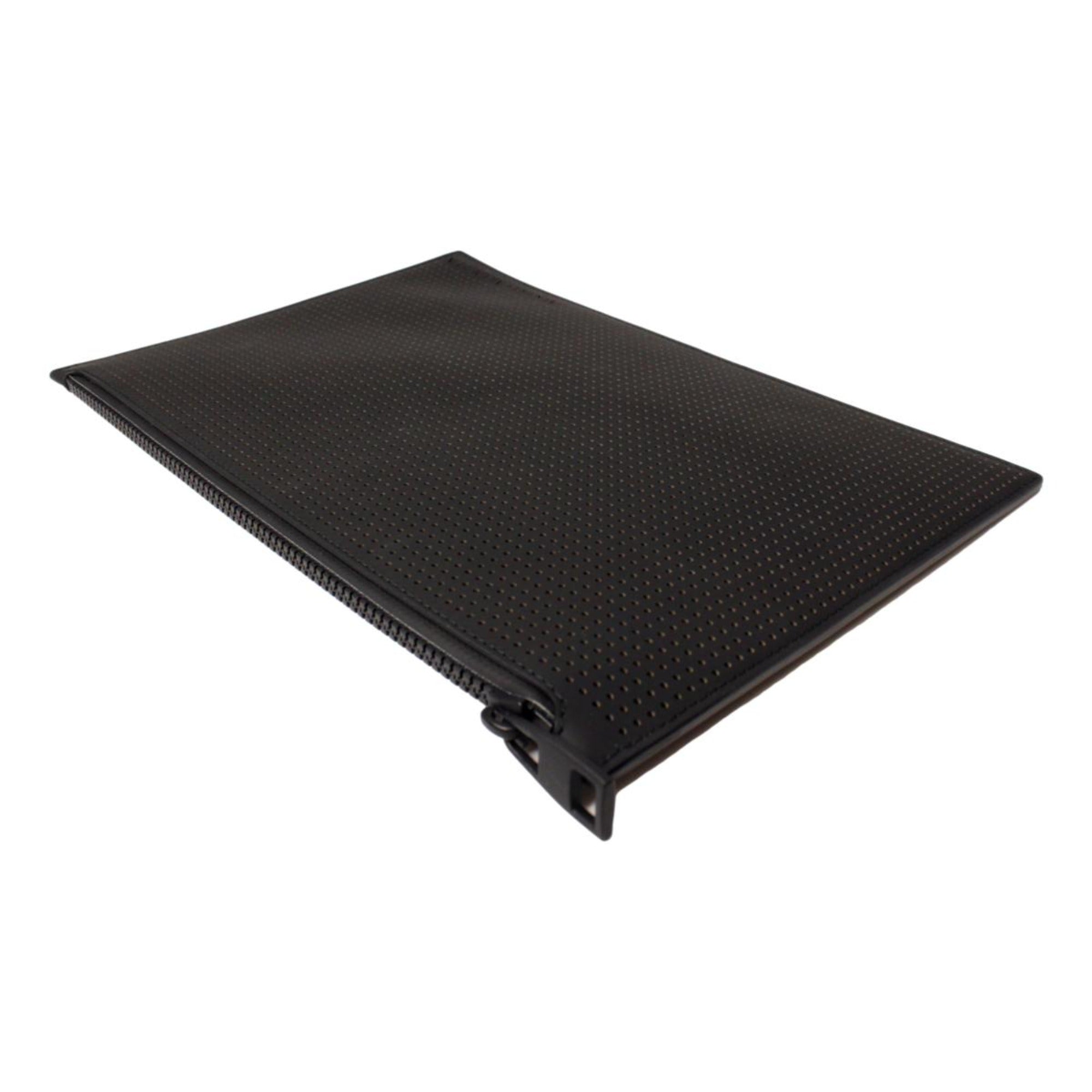 Alexander McQueen Black Leather Perforated Flat Pouch 560472 at_Queen_Bee_of_Beverly_Hills