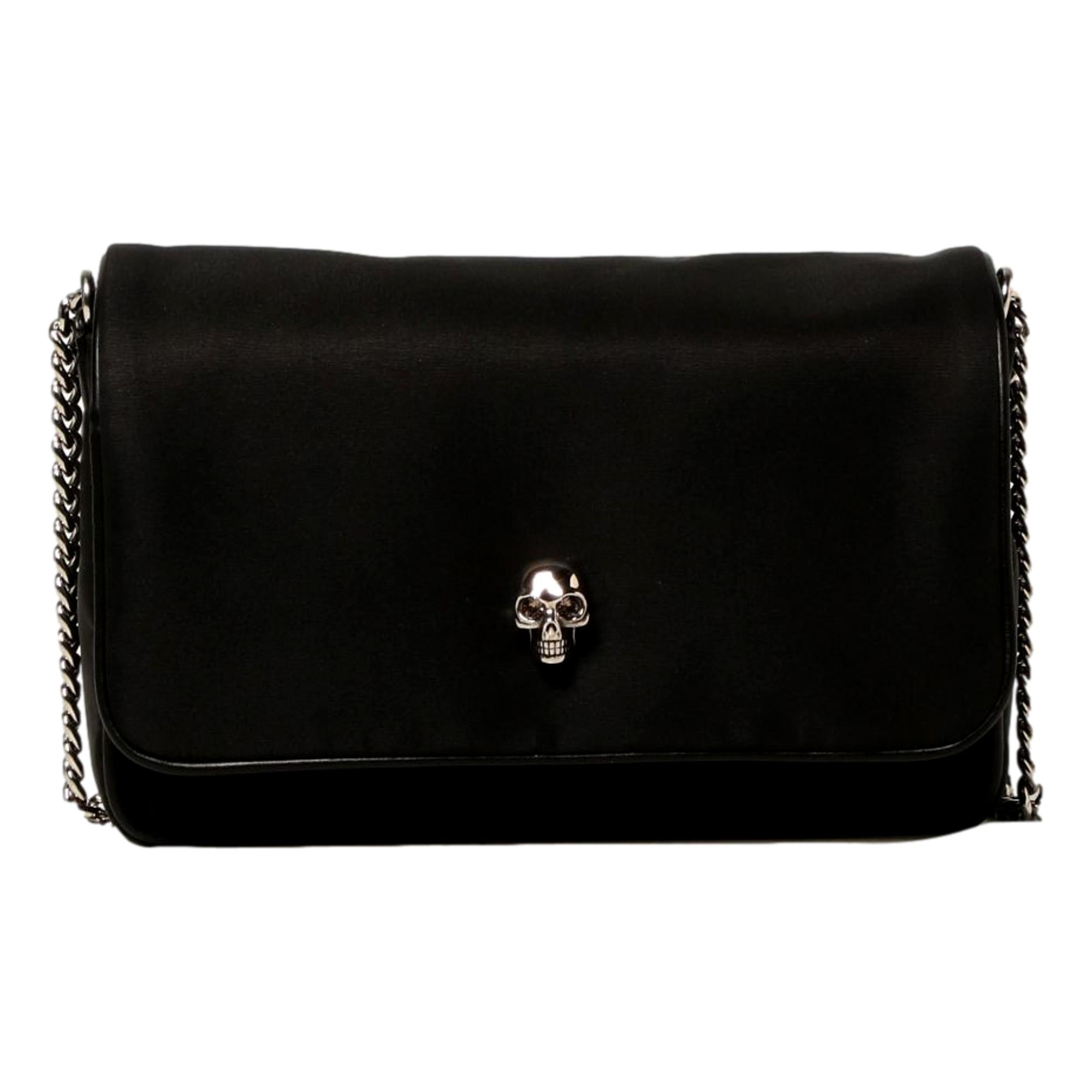 Alexander McQueen Small Black Nylon Skull Shoulder Bag 666119 at_Queen_Bee_of_Beverly_Hills