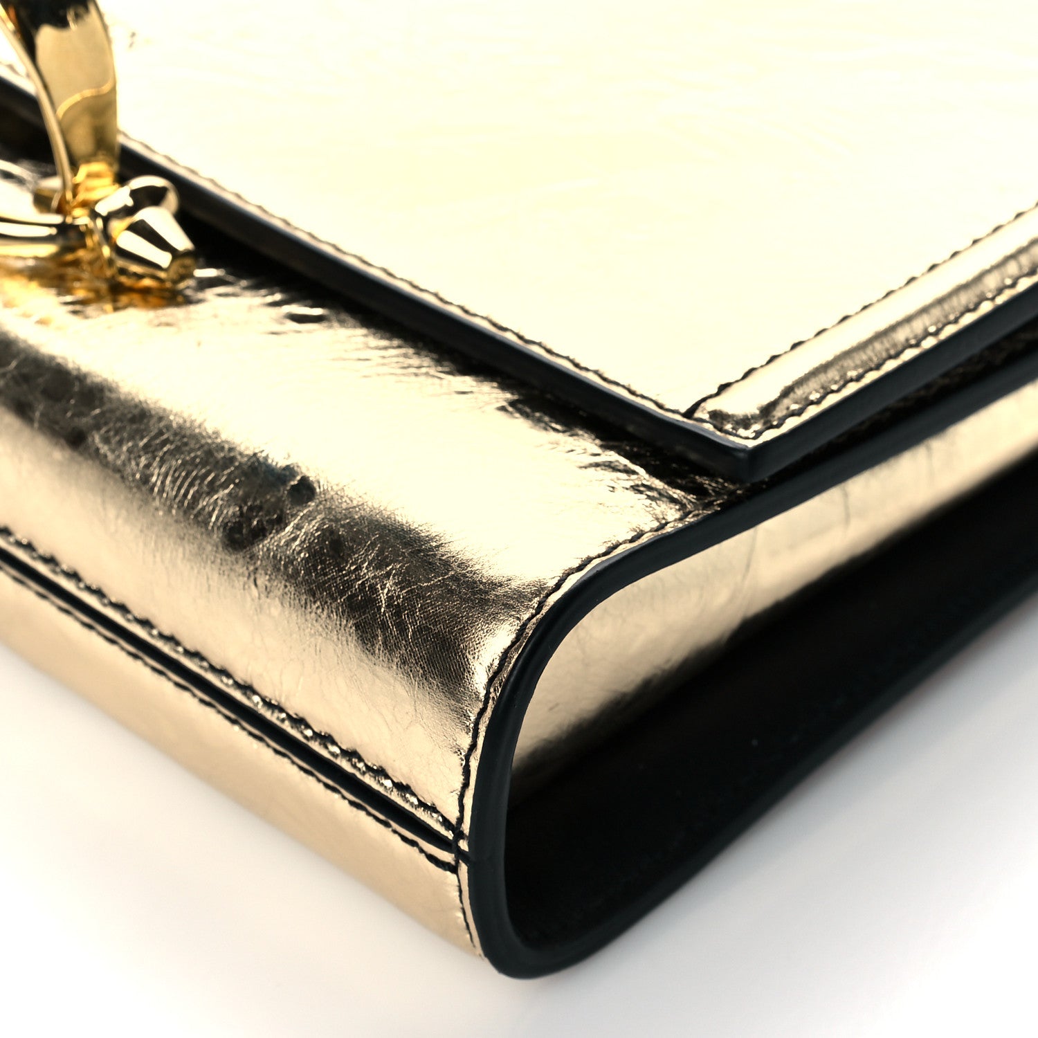 Alexander McQueen Small Story Gold Crash Calf Leather Shoulder Bag 630261 at_Queen_Bee_of_Beverly_Hills