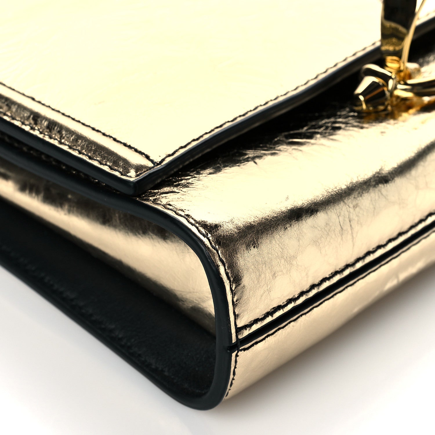 Alexander McQueen Small Story Gold Crash Calf Leather Shoulder Bag 630261 at_Queen_Bee_of_Beverly_Hills