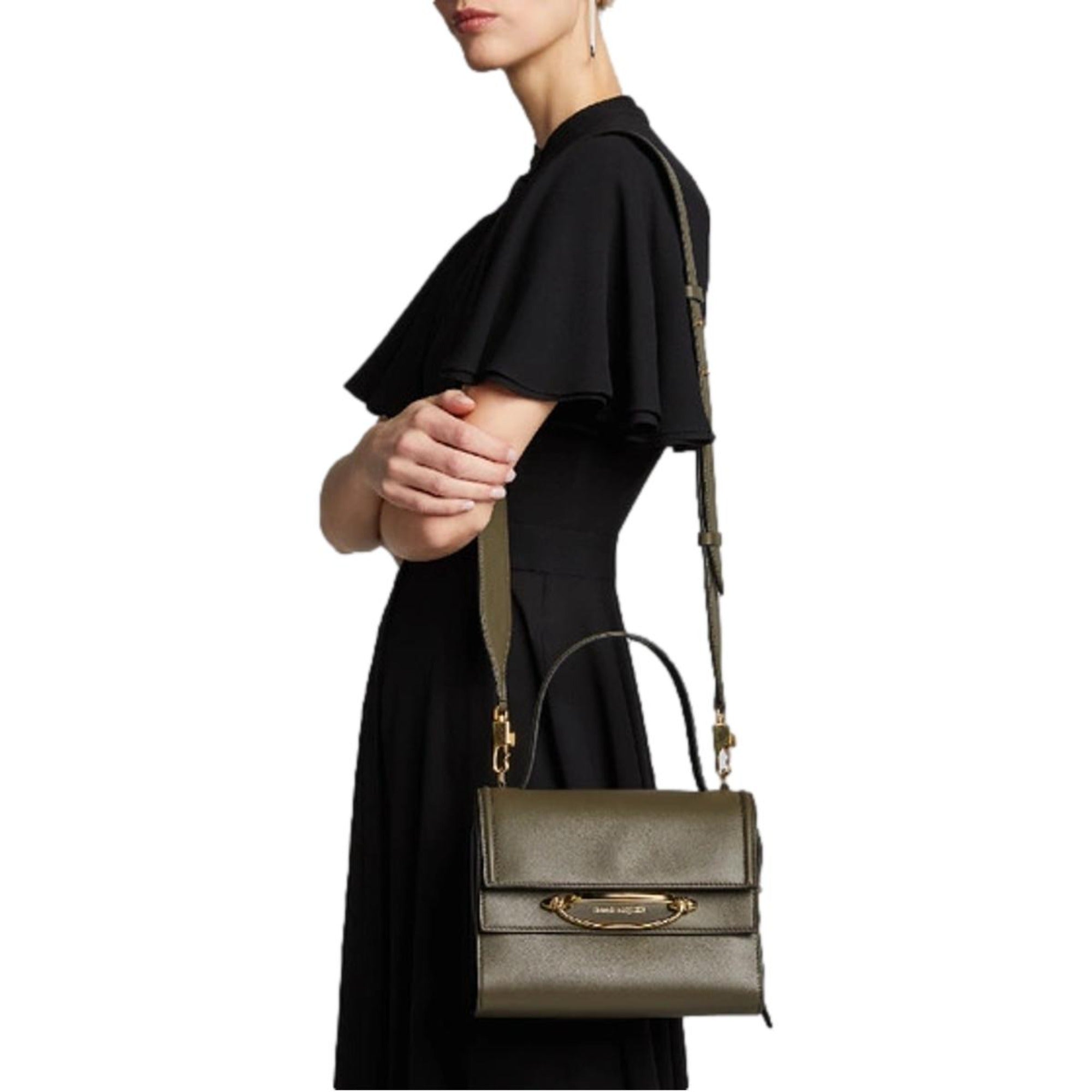 Alexander McQueen The Story Bag Khaki Leather Small Satchel 610021 at_Queen_Bee_of_Beverly_Hills
