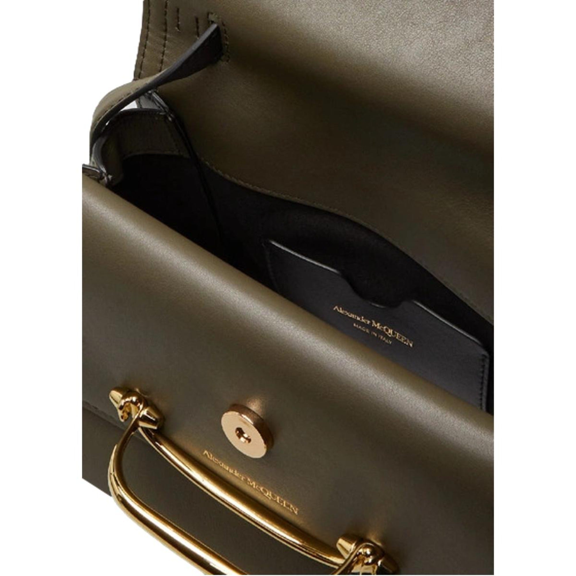 Alexander McQueen The Story Bag Khaki Leather Small Satchel 610021 at_Queen_Bee_of_Beverly_Hills